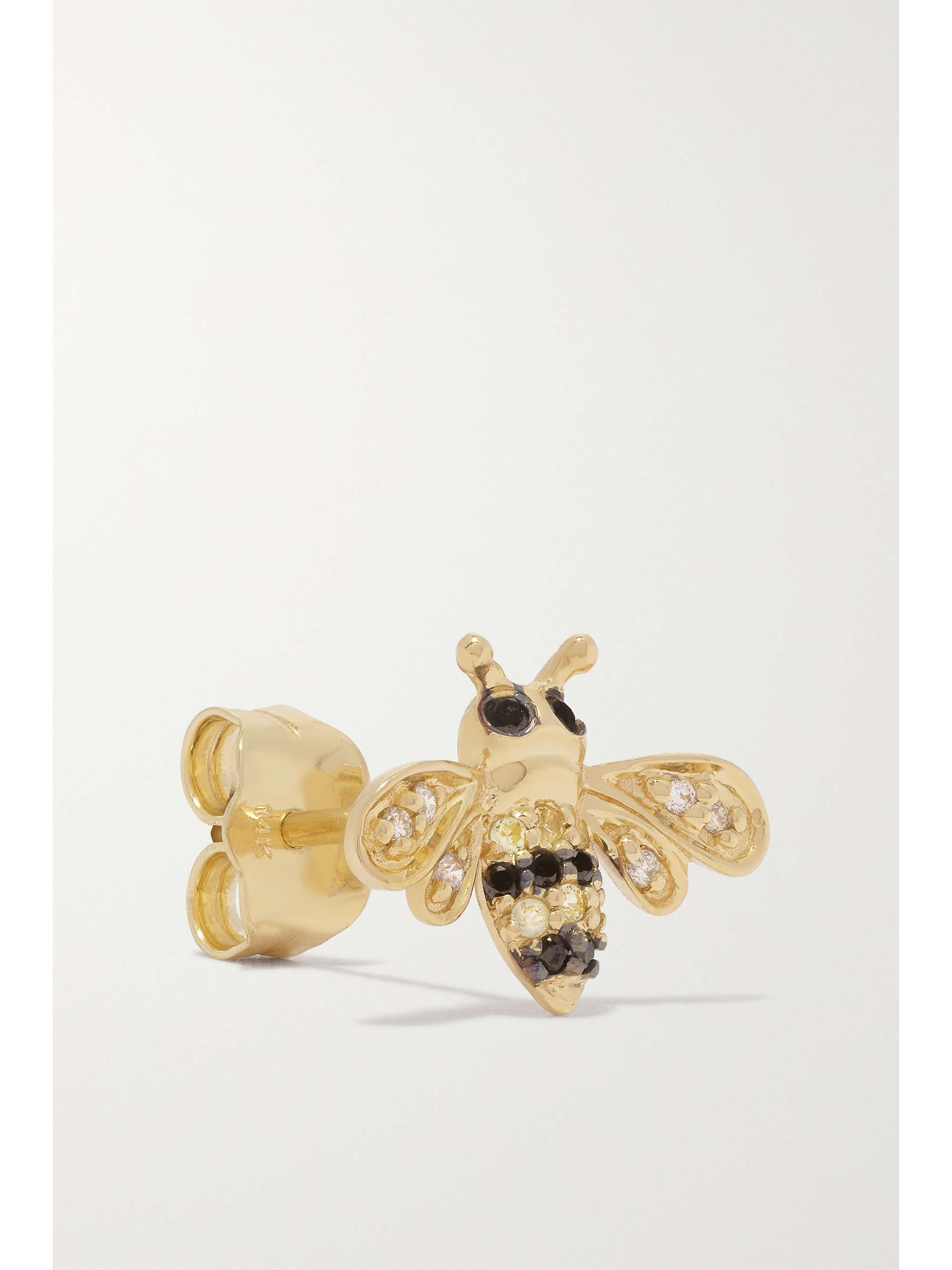 SYDNEY EVAN Mini Bee 14-karat gold, diamond and sapphire single earring
