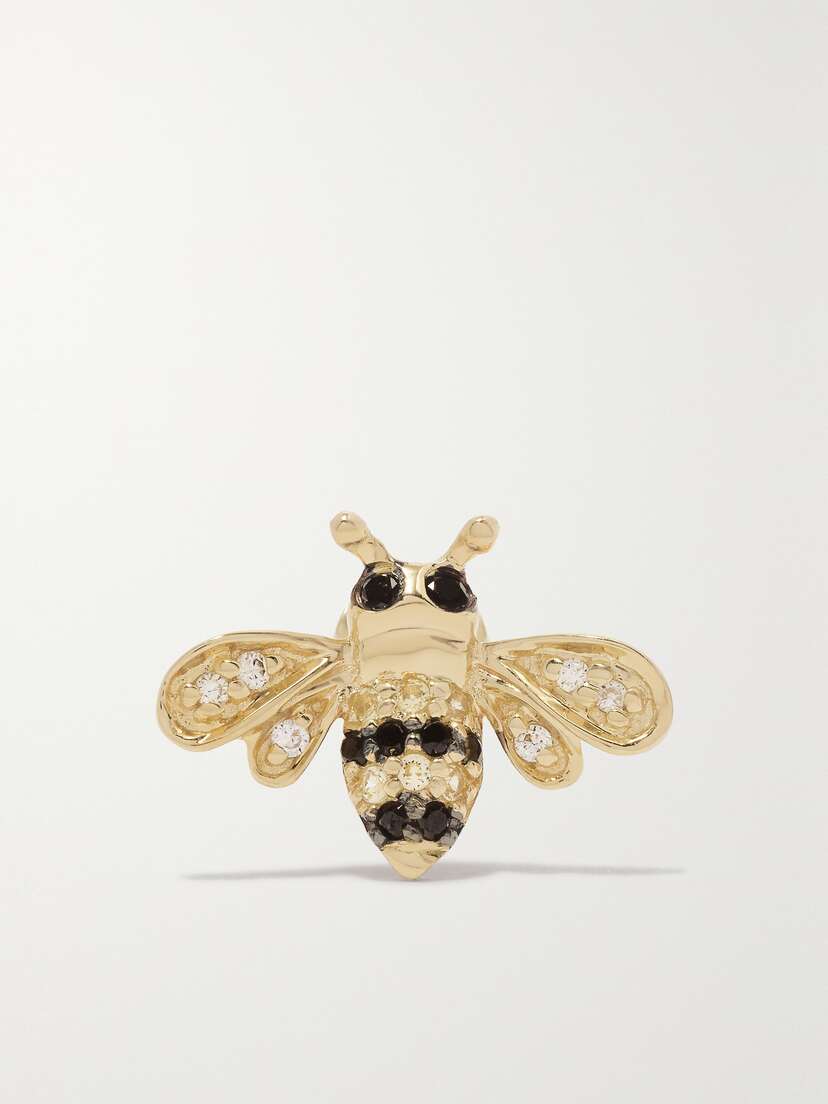 Sydney Evan Mini Bee 14-karat Gold, Diamond And Sapphire Single Earring