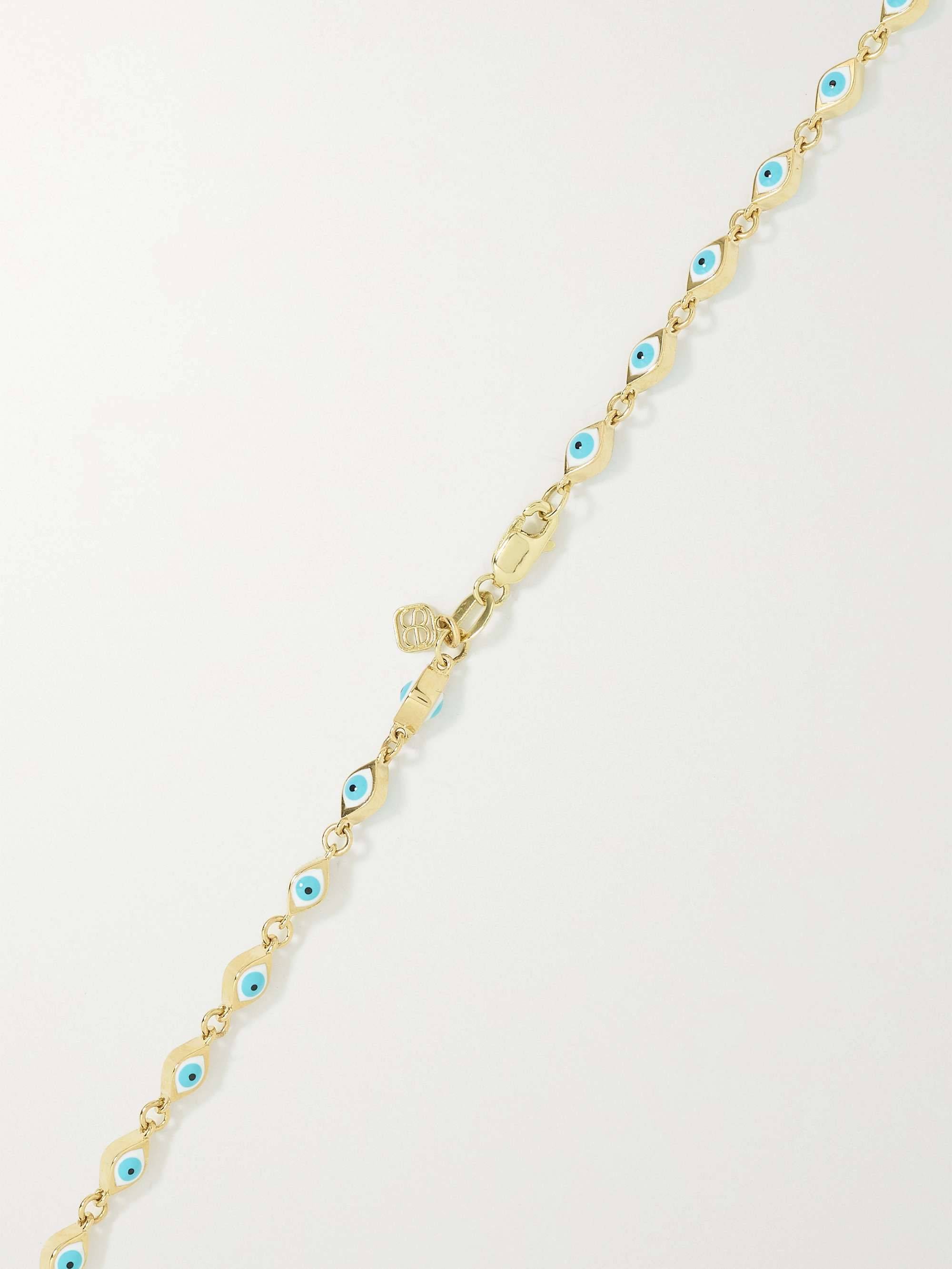 SYDNEY EVAN Mini Evil Eye 14-karat gold enamel necklace
