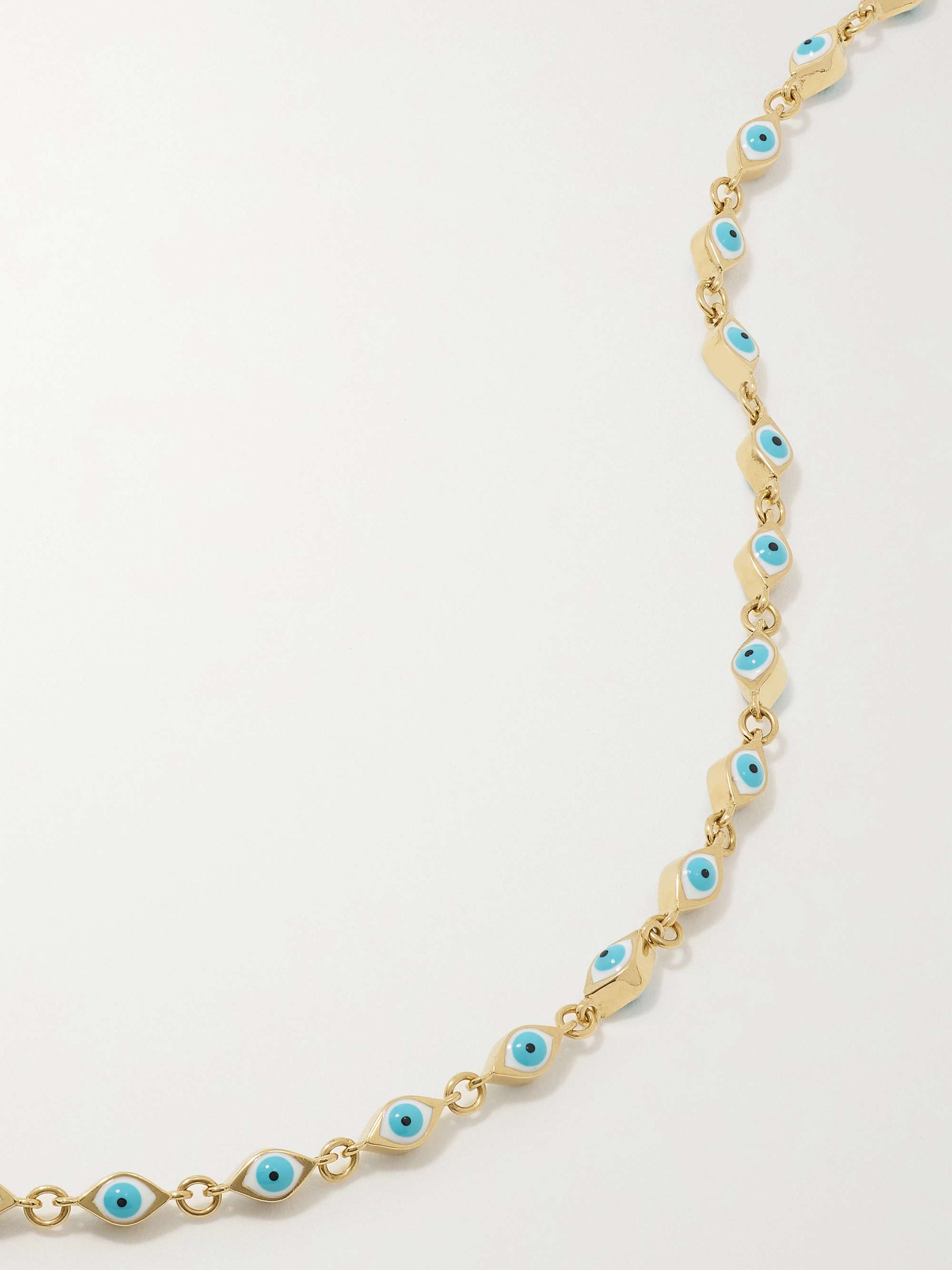 SYDNEY EVAN Mini Evil Eye 14-karat gold enamel necklace