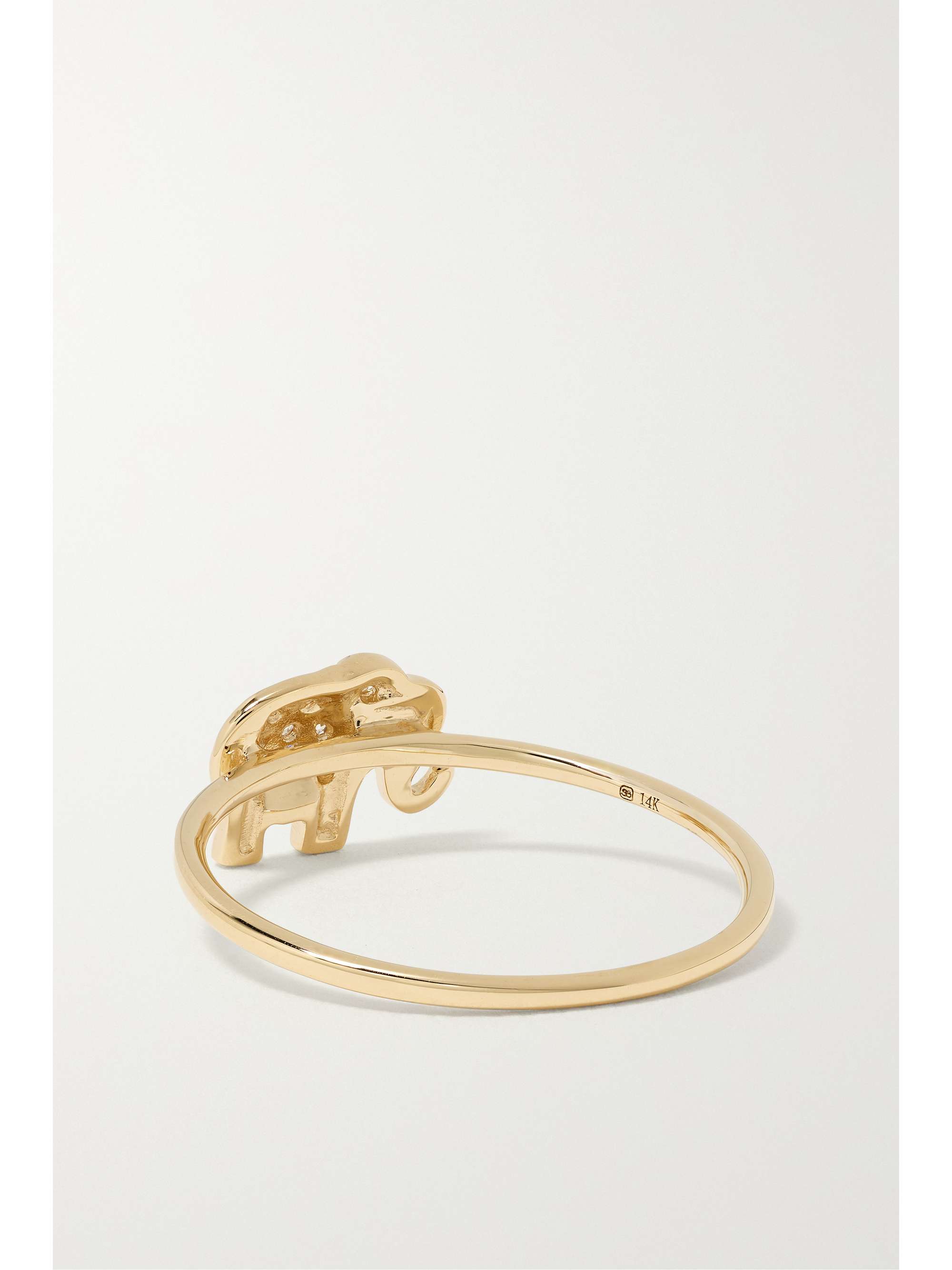 SYDNEY EVAN Mini Elephant 14-karat gold diamond ring