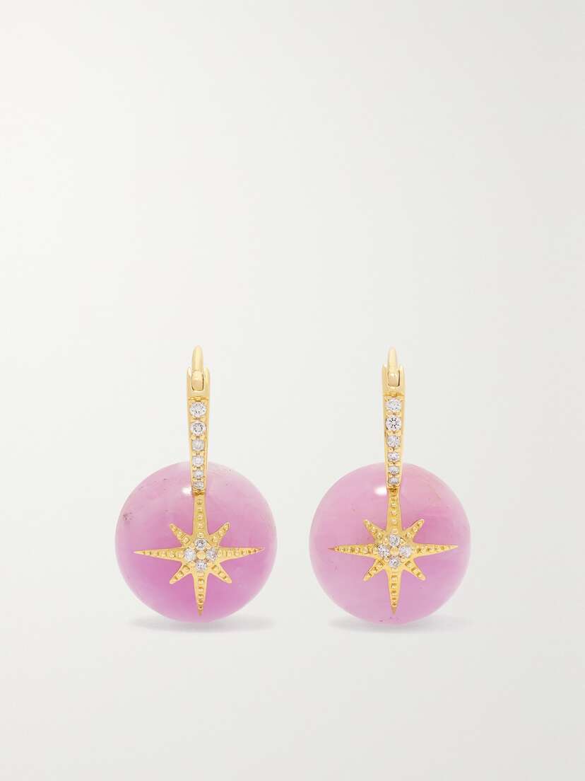 Sydney Evan Starburst 14-karat Gold, Opal And Diamond Earrings