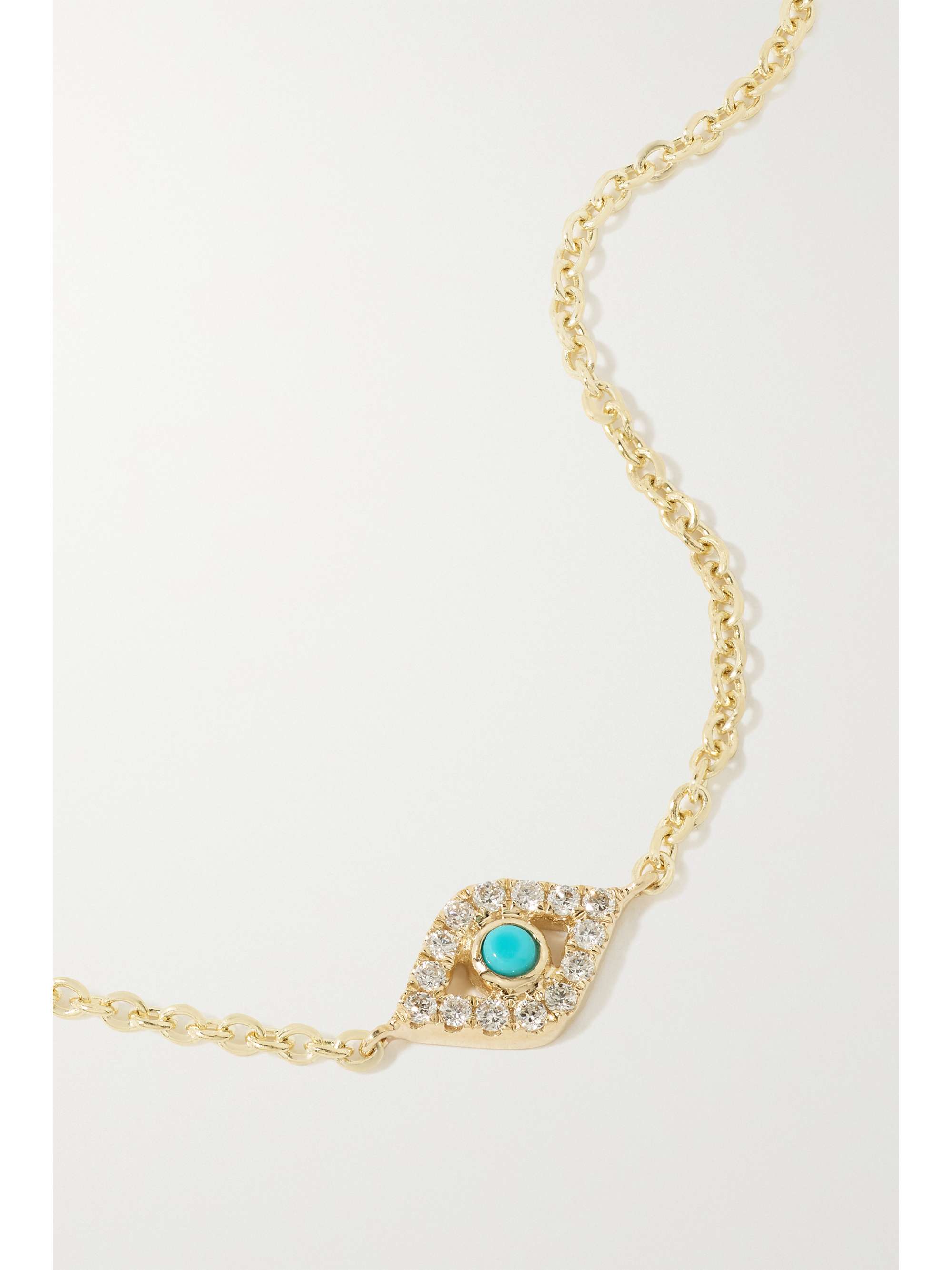 Gold Large Evil Eye 14karat gold, diamond and turquoise bracelet