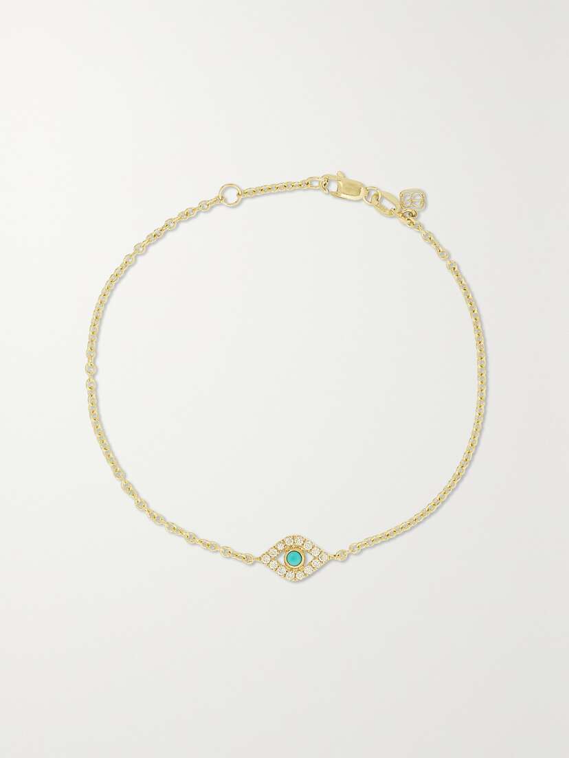 Sydney Evan Large Evil Eye 14-karat , Diamond And Turquoise Bracelet - One size