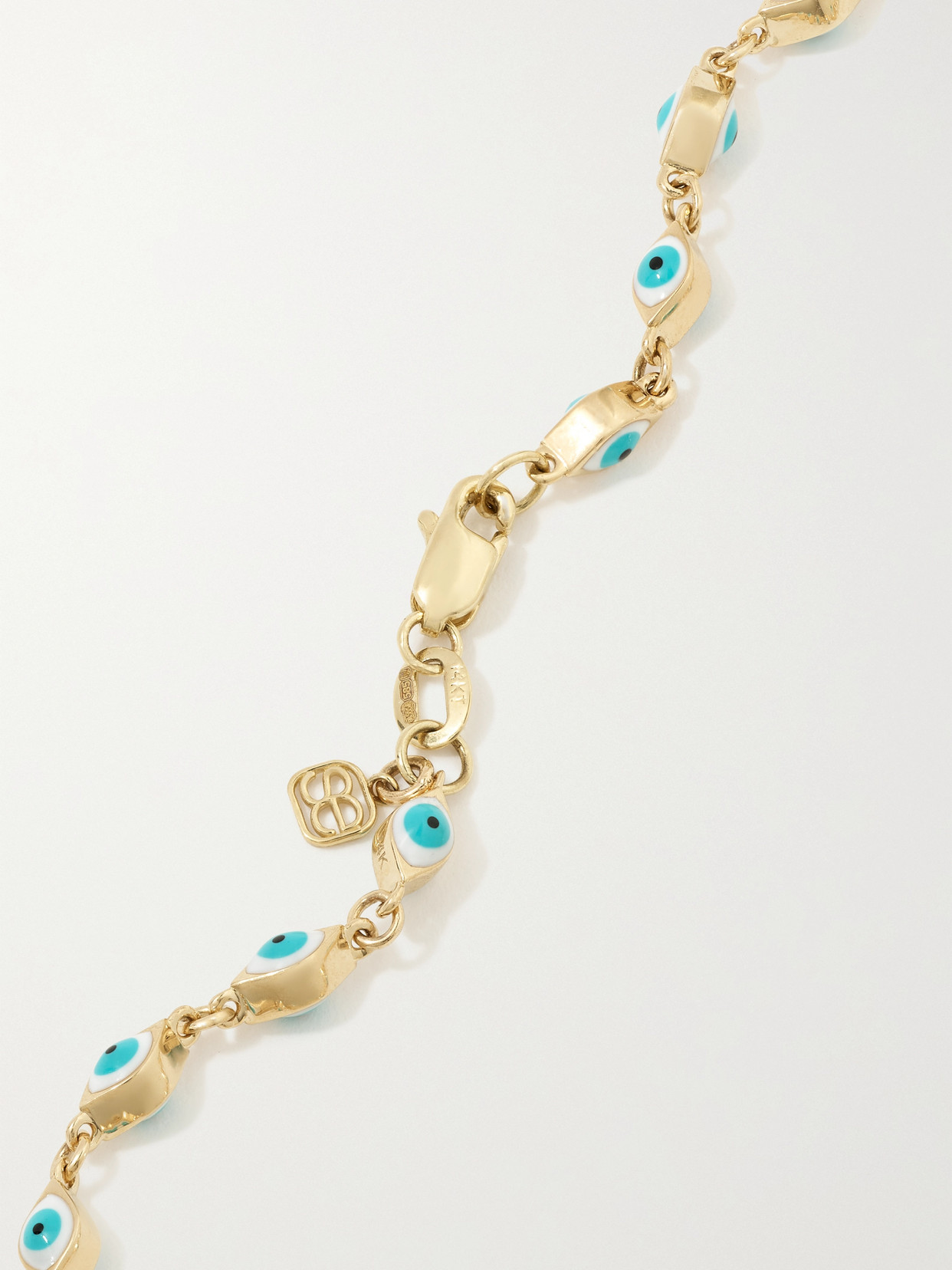 Sydney Evan Mini Evil Eye 14-karat Gold And Enamel Anklet In Gold