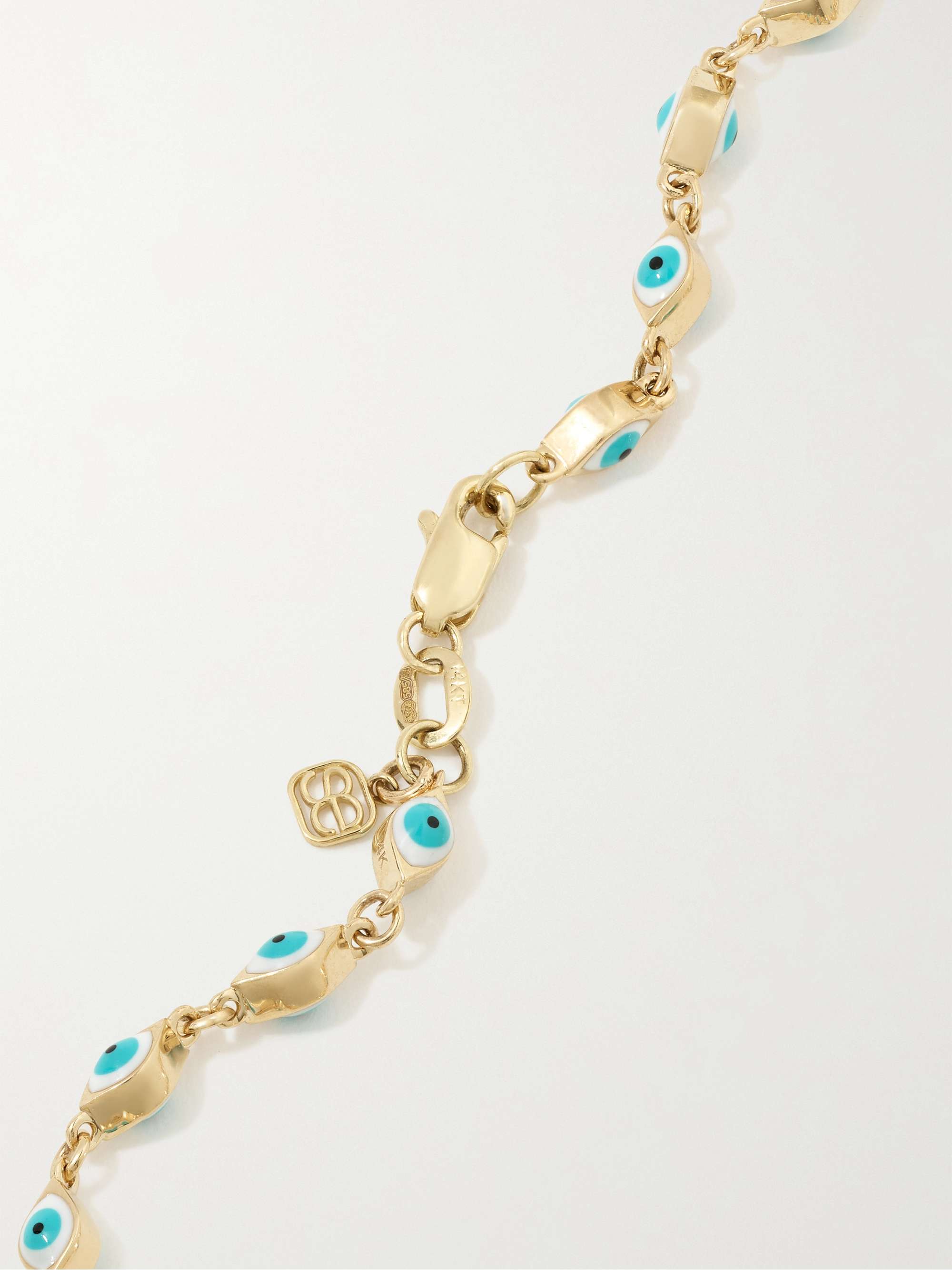 SYDNEY EVAN Mini Evil Eye 14-karat gold and enamel anklet
