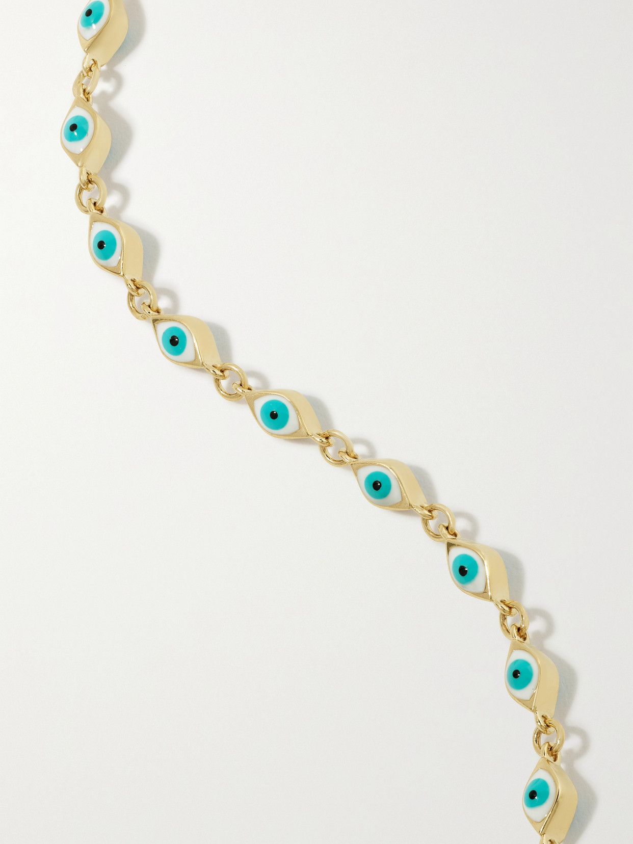 Sydney Evan Mini Evil Eye 14-karat Gold And Enamel Anklet In Gold