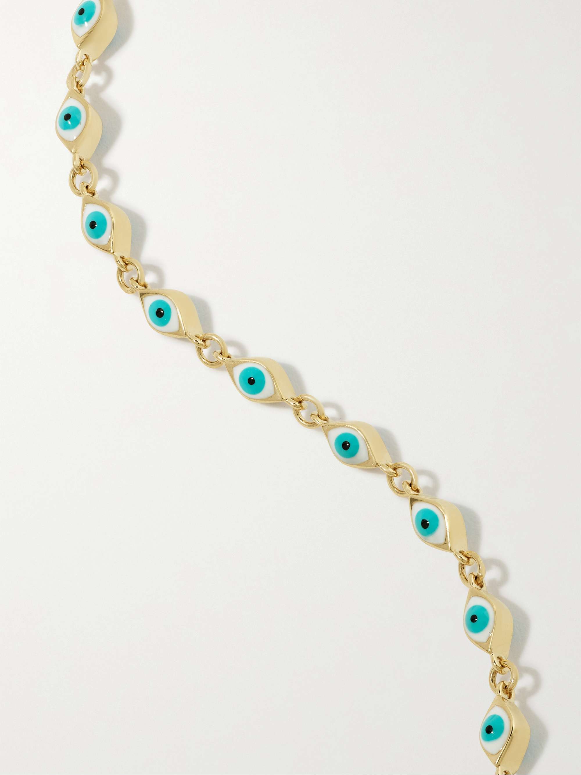 SYDNEY EVAN Mini Evil Eye 14-karat gold and enamel anklet