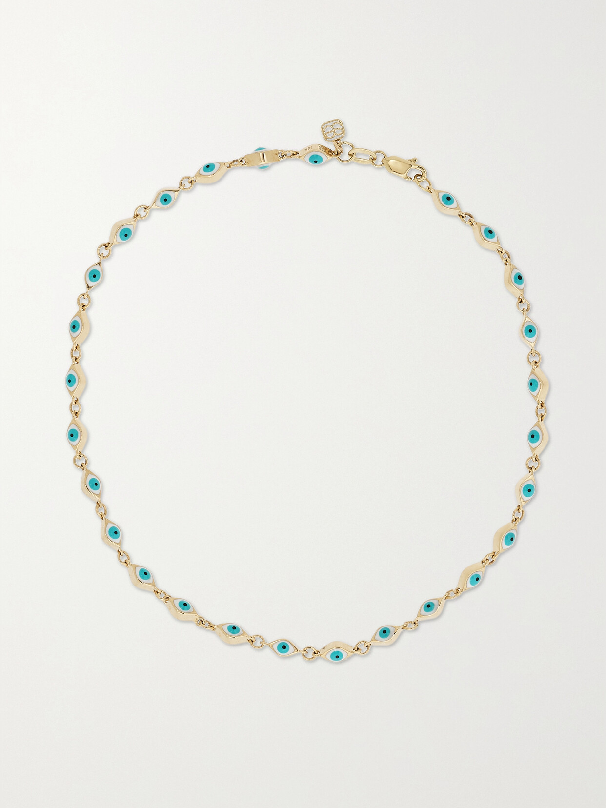 Sydney Evan Mini Evil Eye 14-karat Gold And Enamel Anklet