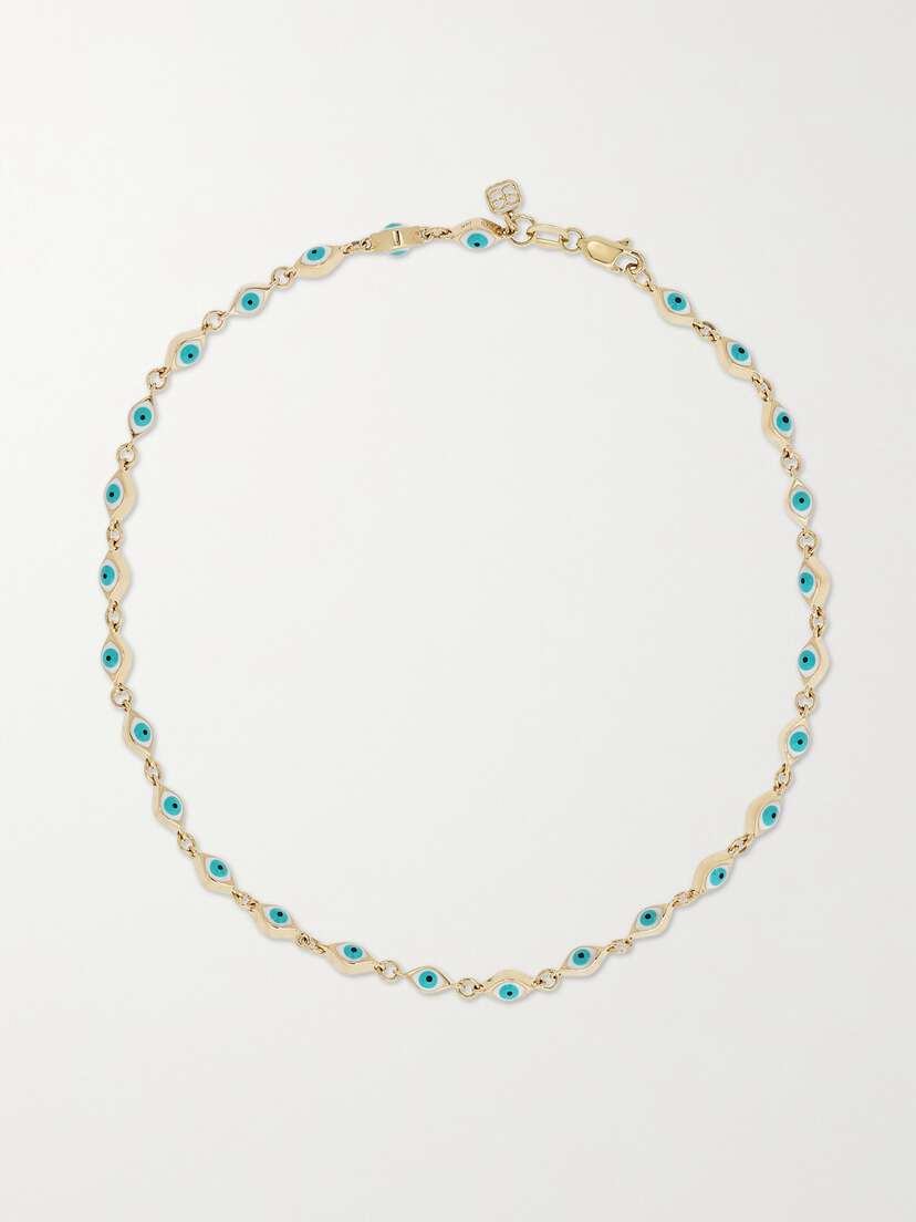 Sydney Evan Mini Evil Eye 14-karat Gold And Enamel Anklet