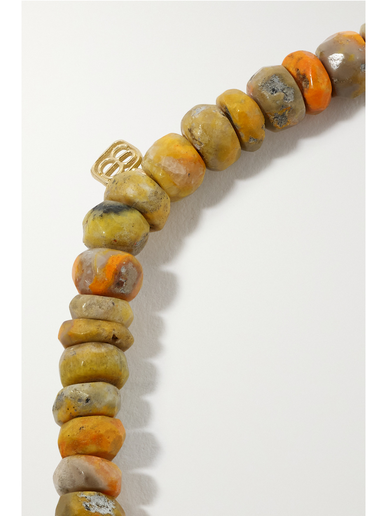 Sydney Evan Tiny Bee 14-karat Gold, Jasper And Diamond Bracelet In Gold