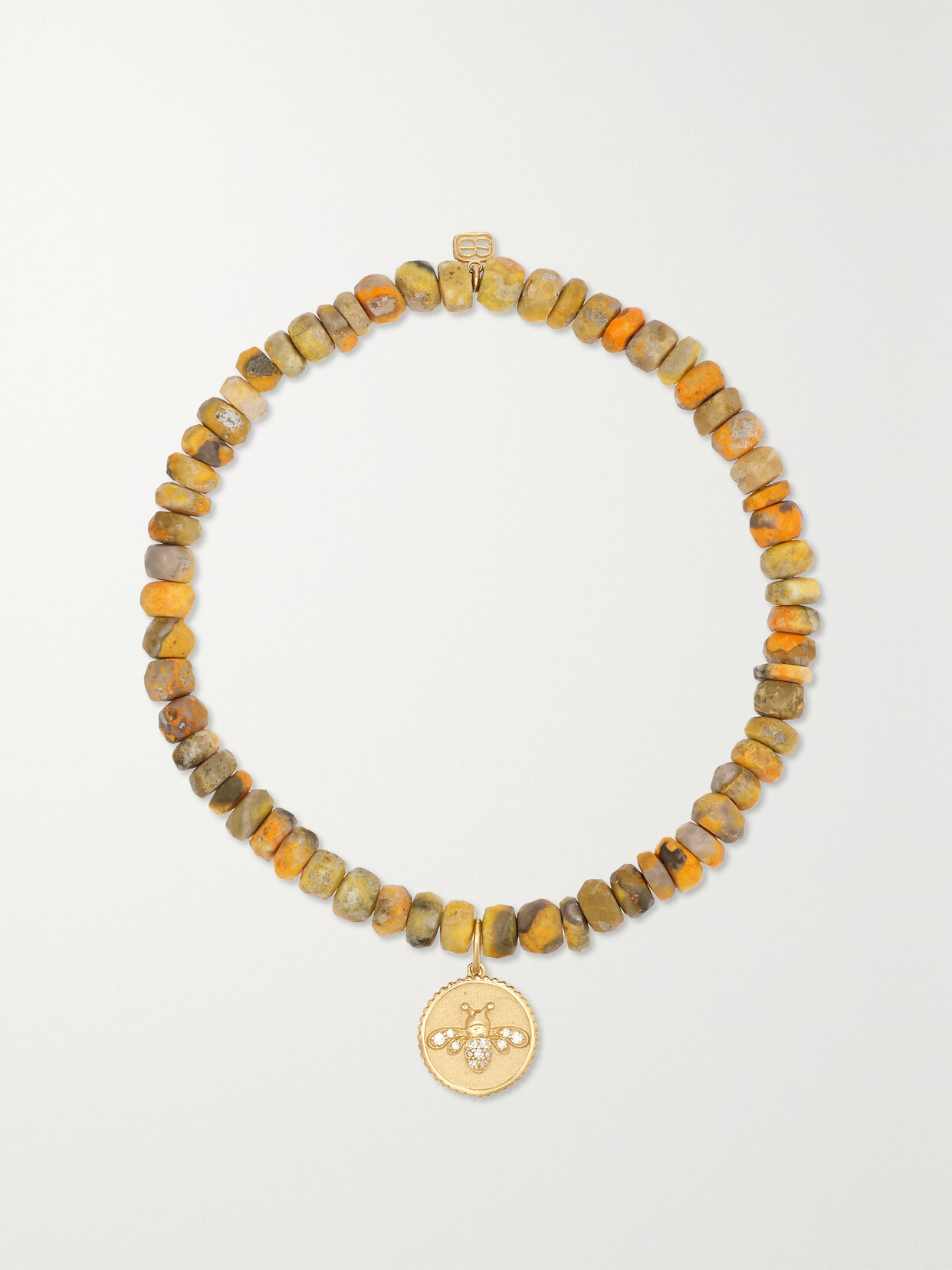 Sydney Evan - Tiny Bee 14-karat Gold, Jasper And Diamond Bracelet - Yellow