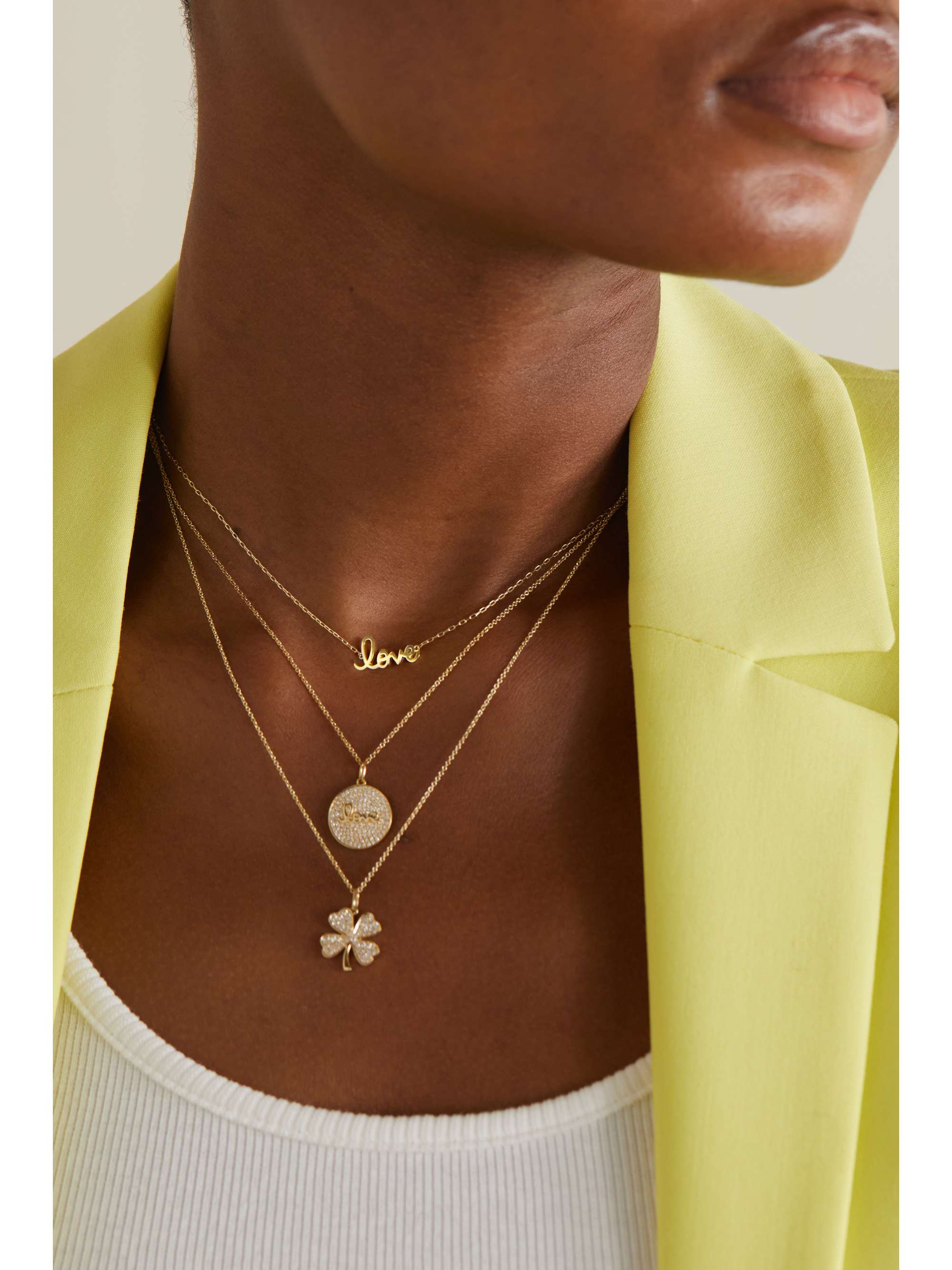 SYDNEY EVAN Tiny Love 14-karat gold necklace