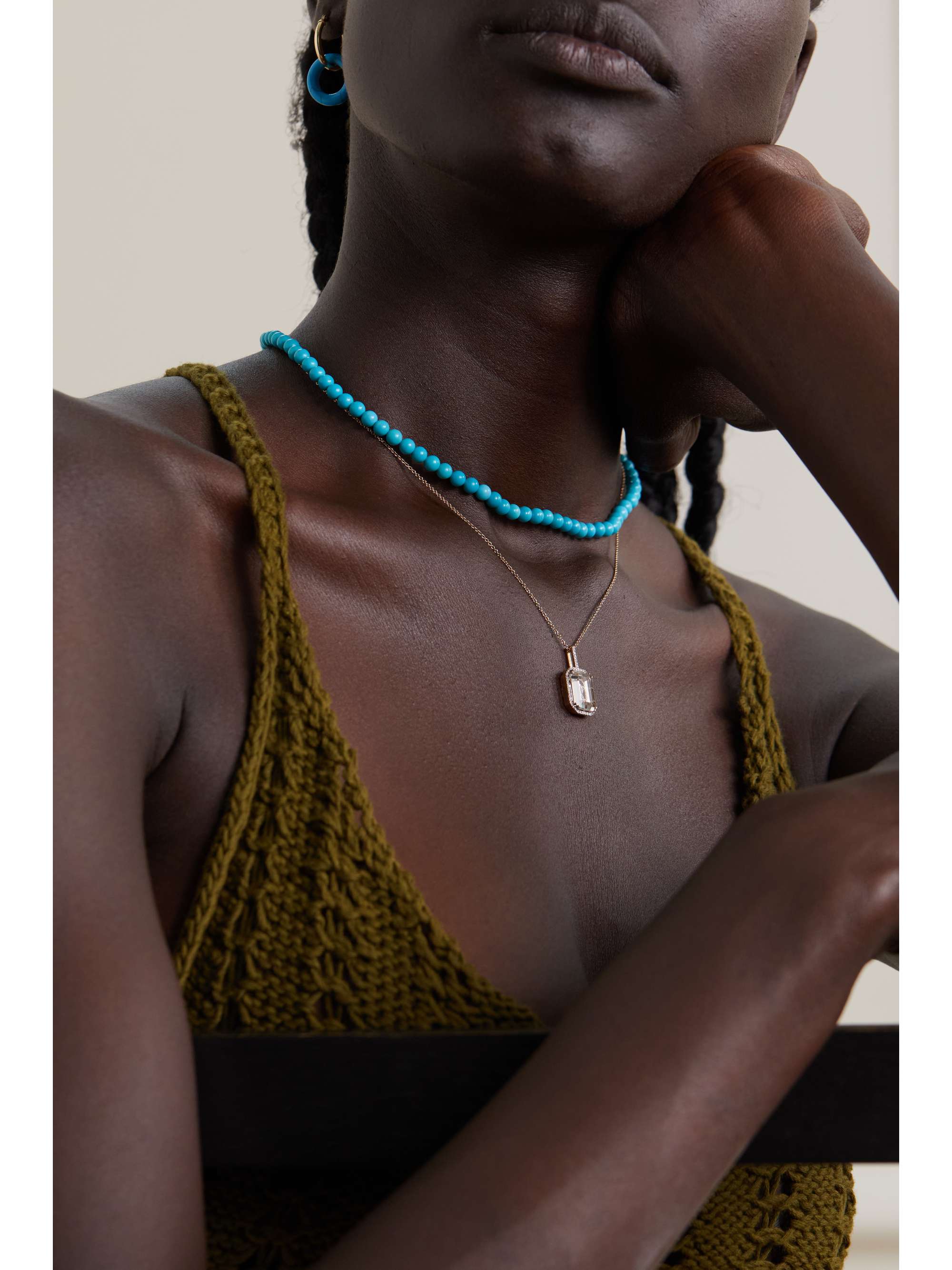 MATEO 14-karat gold turquoise necklace