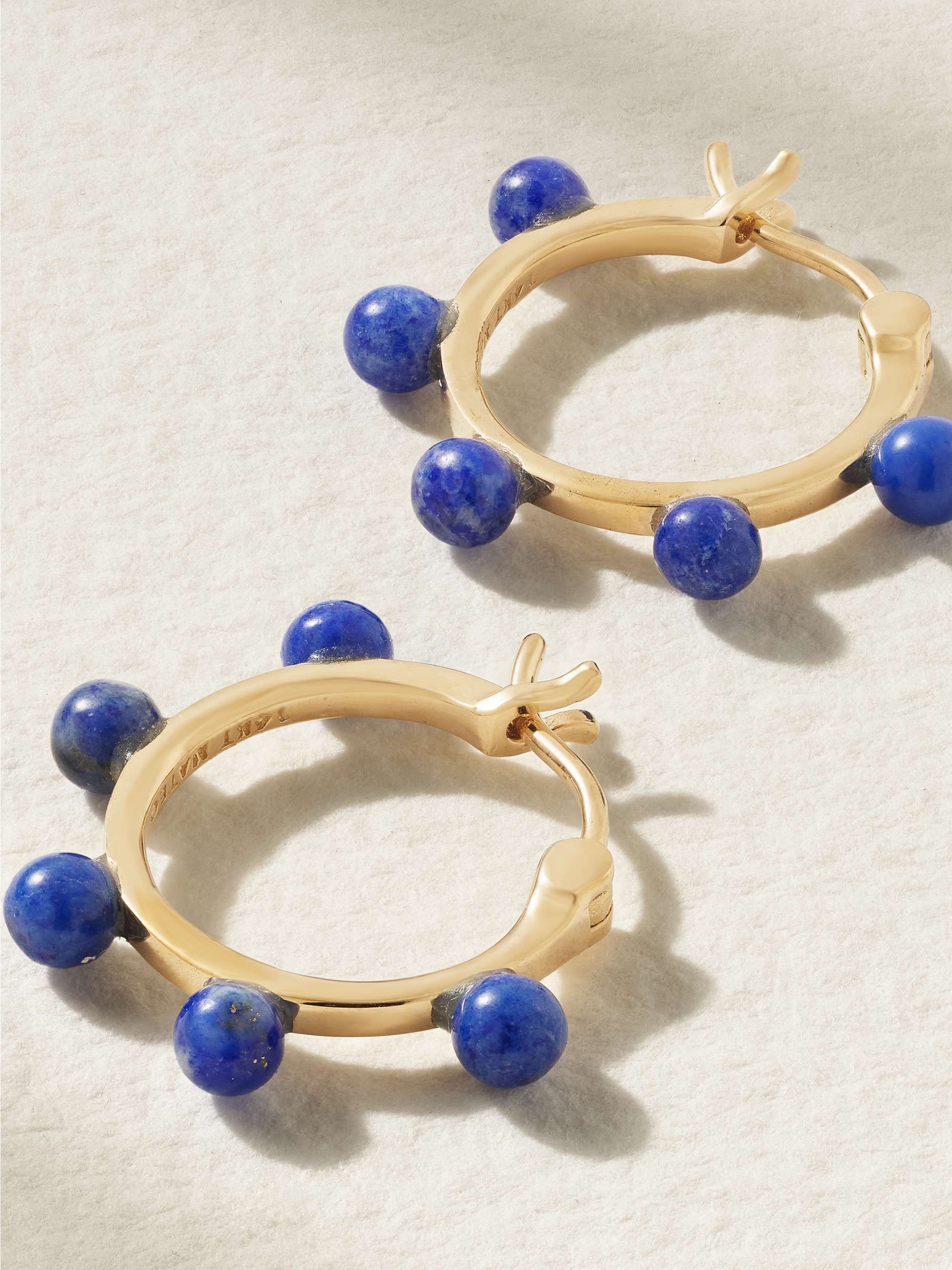 MATEO Small Dot 14-karat gold lapis lazuli hoop earrings
