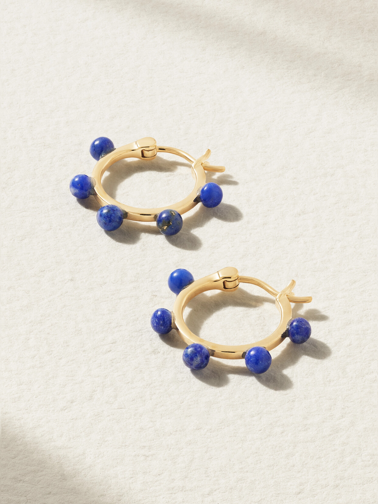 Mateo Small Dot 14-karat Gold Lapis Lazuli Hoop Earrings