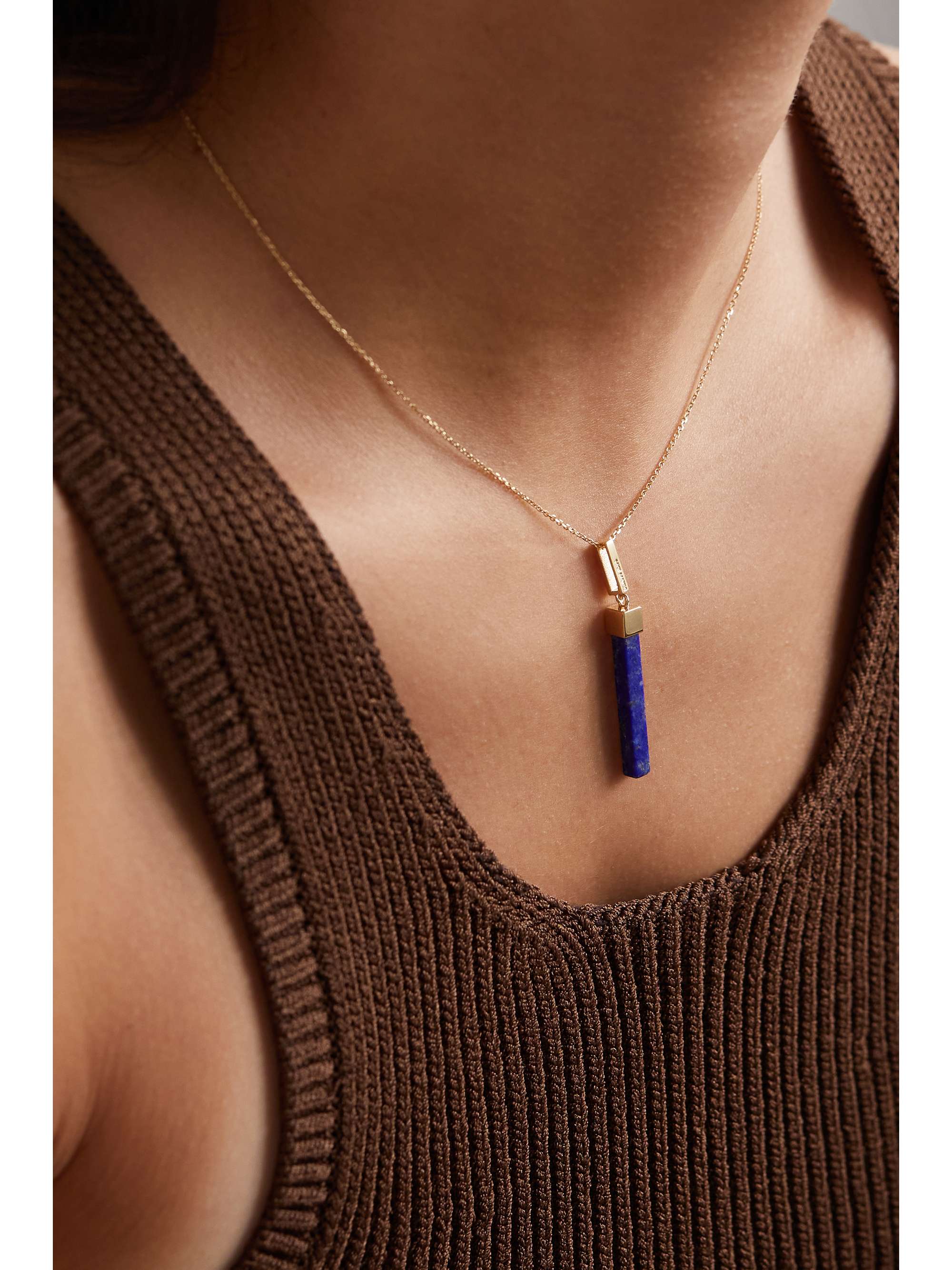 MATEO 14-karat gold lapis lazuli necklace