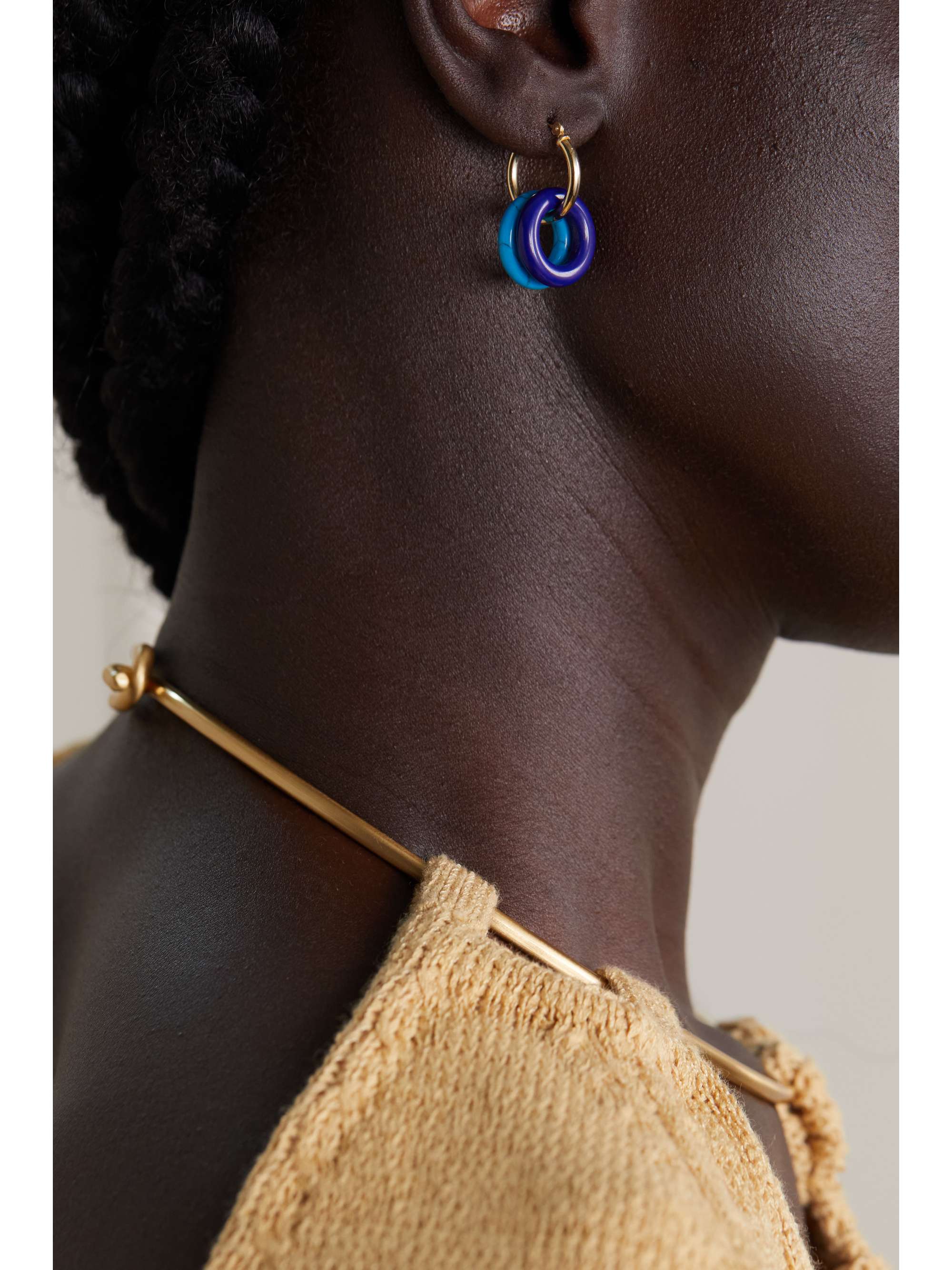 MATEO Donut 14-karat gold lapis lazuli hoop earrings