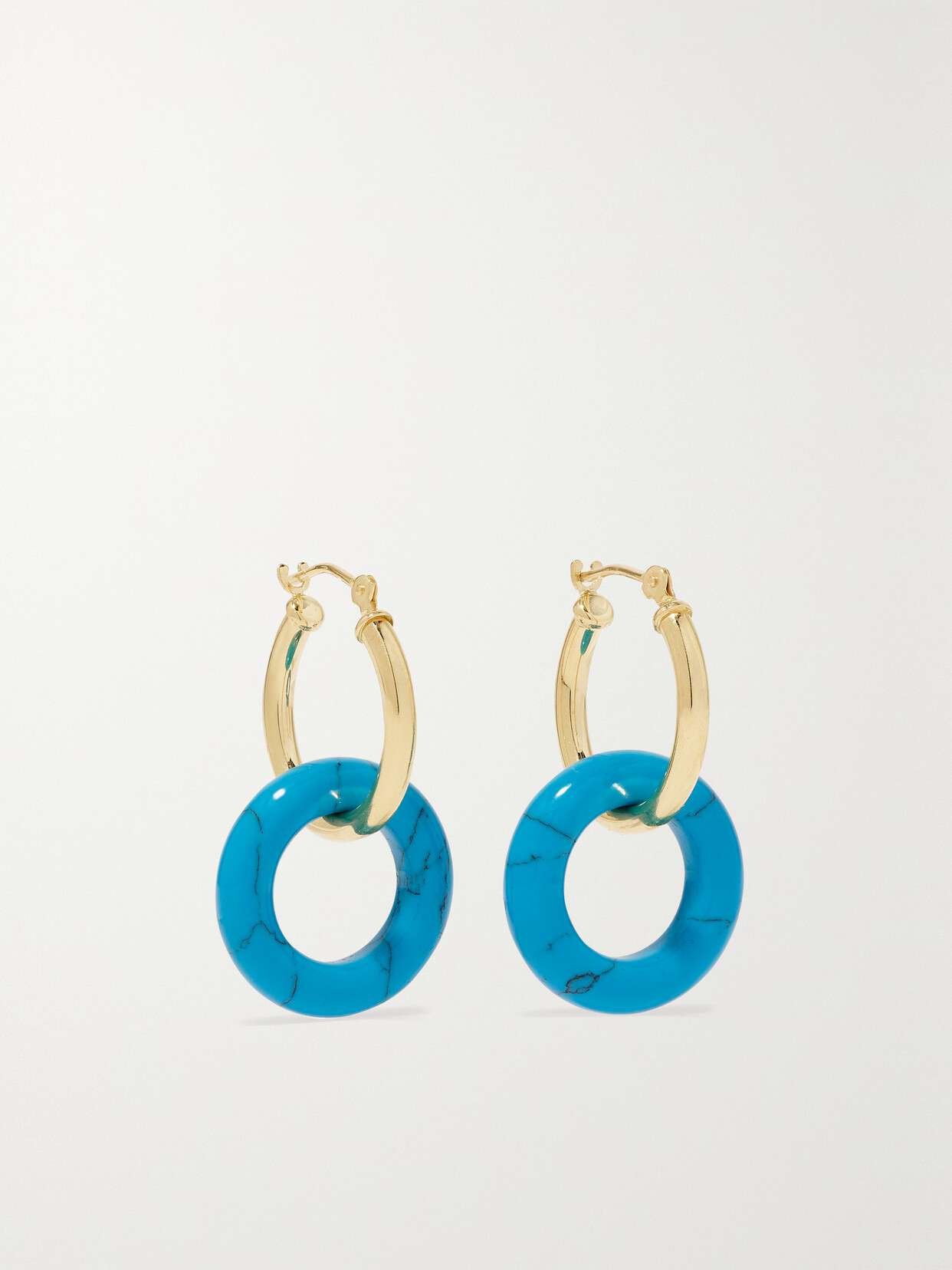 Mateo Donut 14-karat Gold Turquoise Hoop Earrings