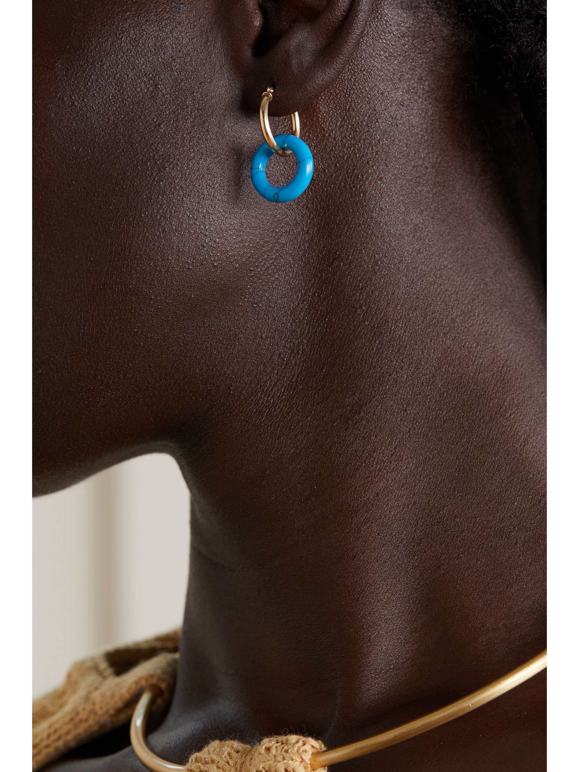 MATEO Donut 14-karat gold lapis lazuli hoop earrings