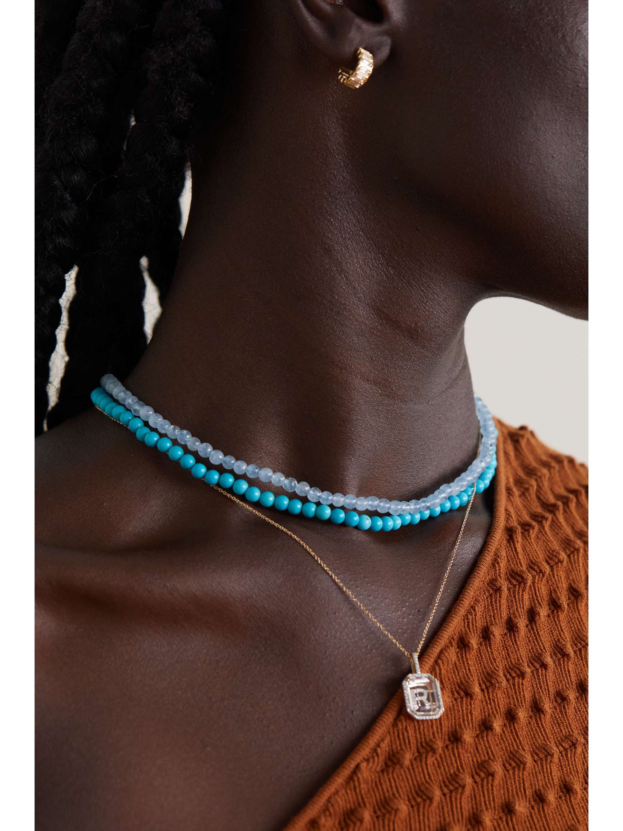 MATEO 14-karat gold aquamarine necklace