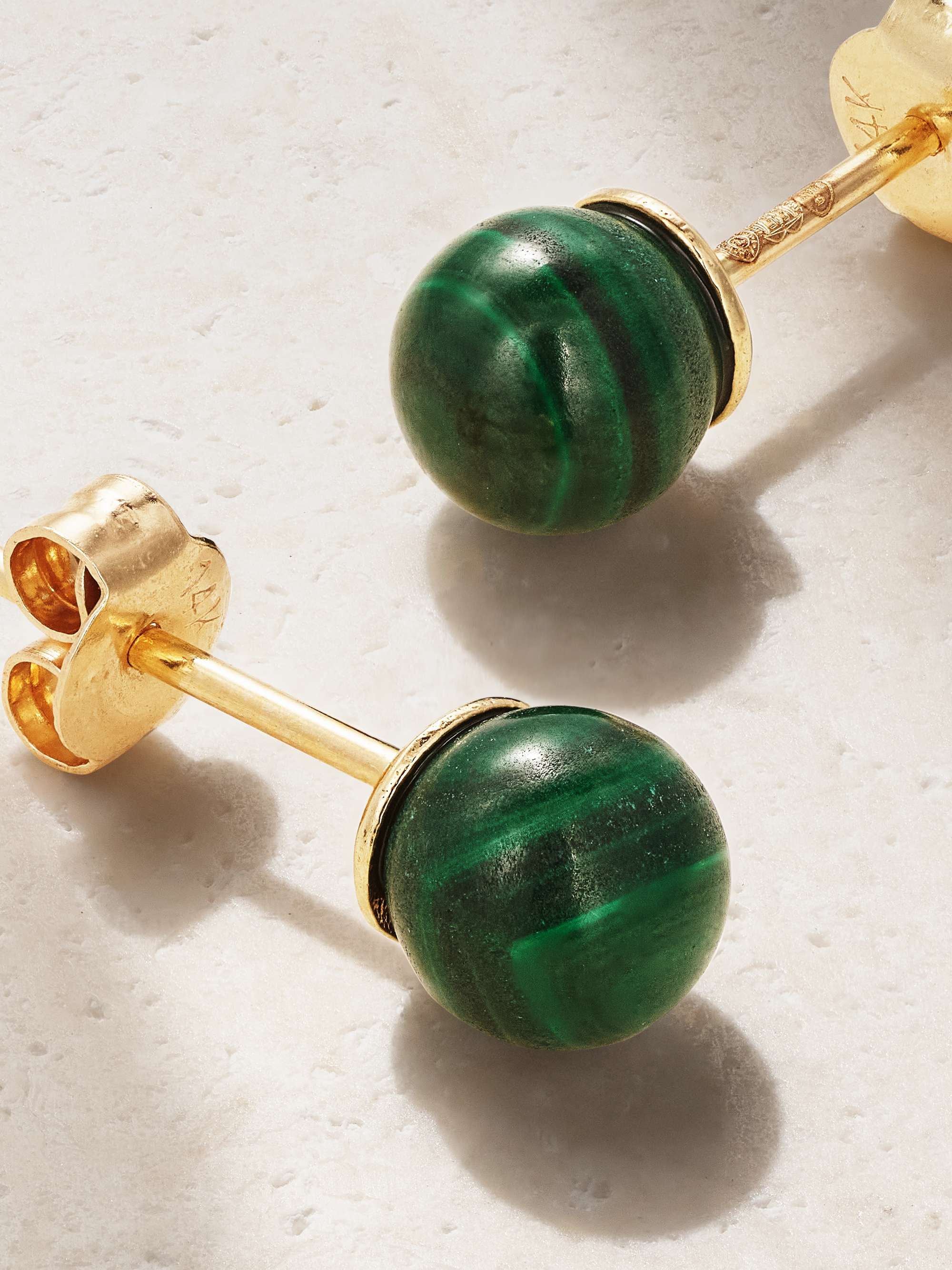 MATEO 14-karat gold malachite earrings