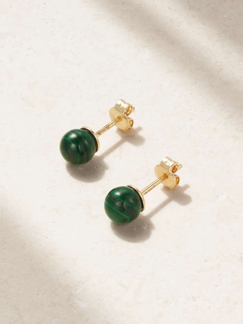 Mateo 14-karat Gold Malachite Earrings