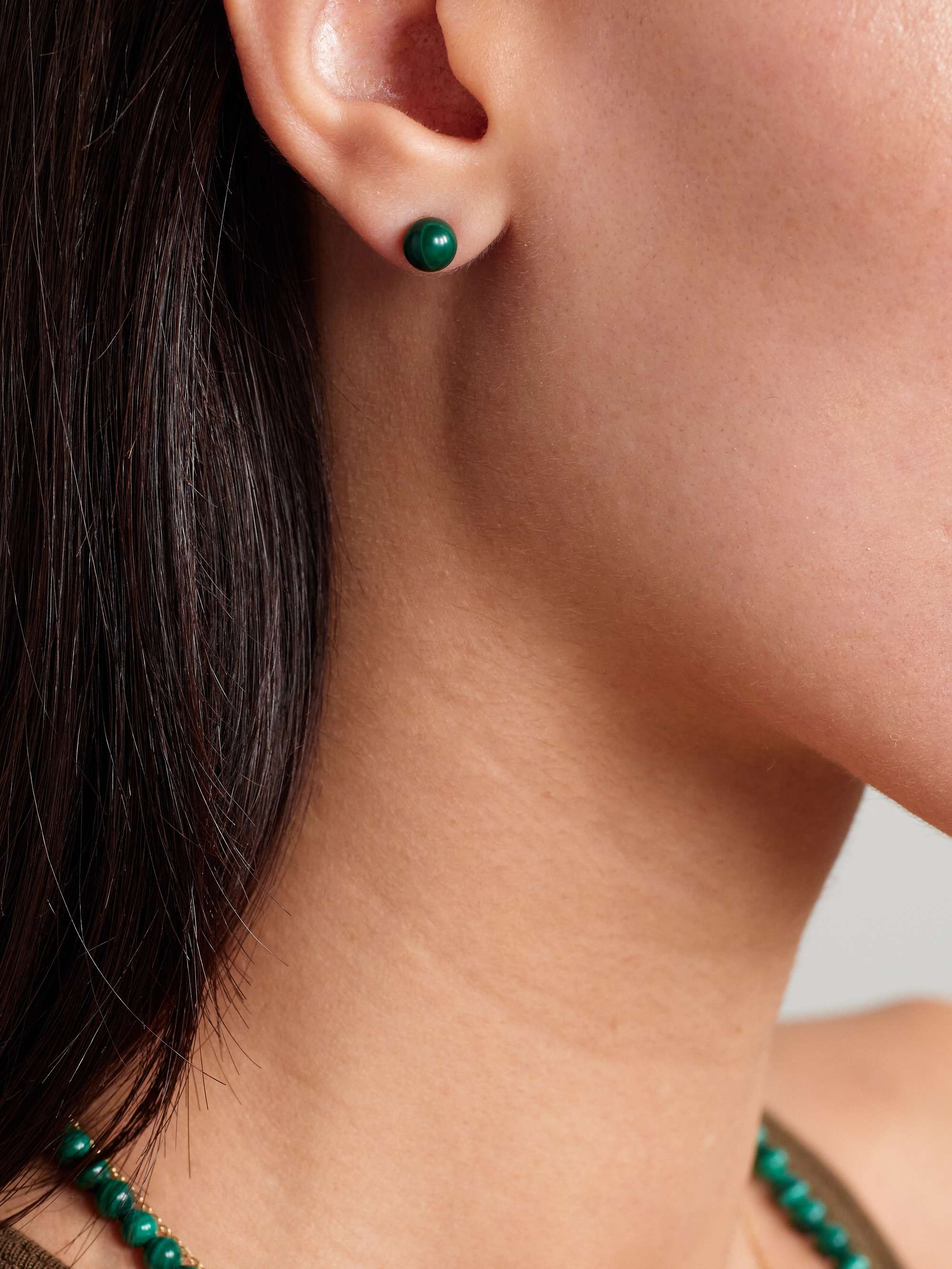 MATEO 14-karat gold malachite earrings