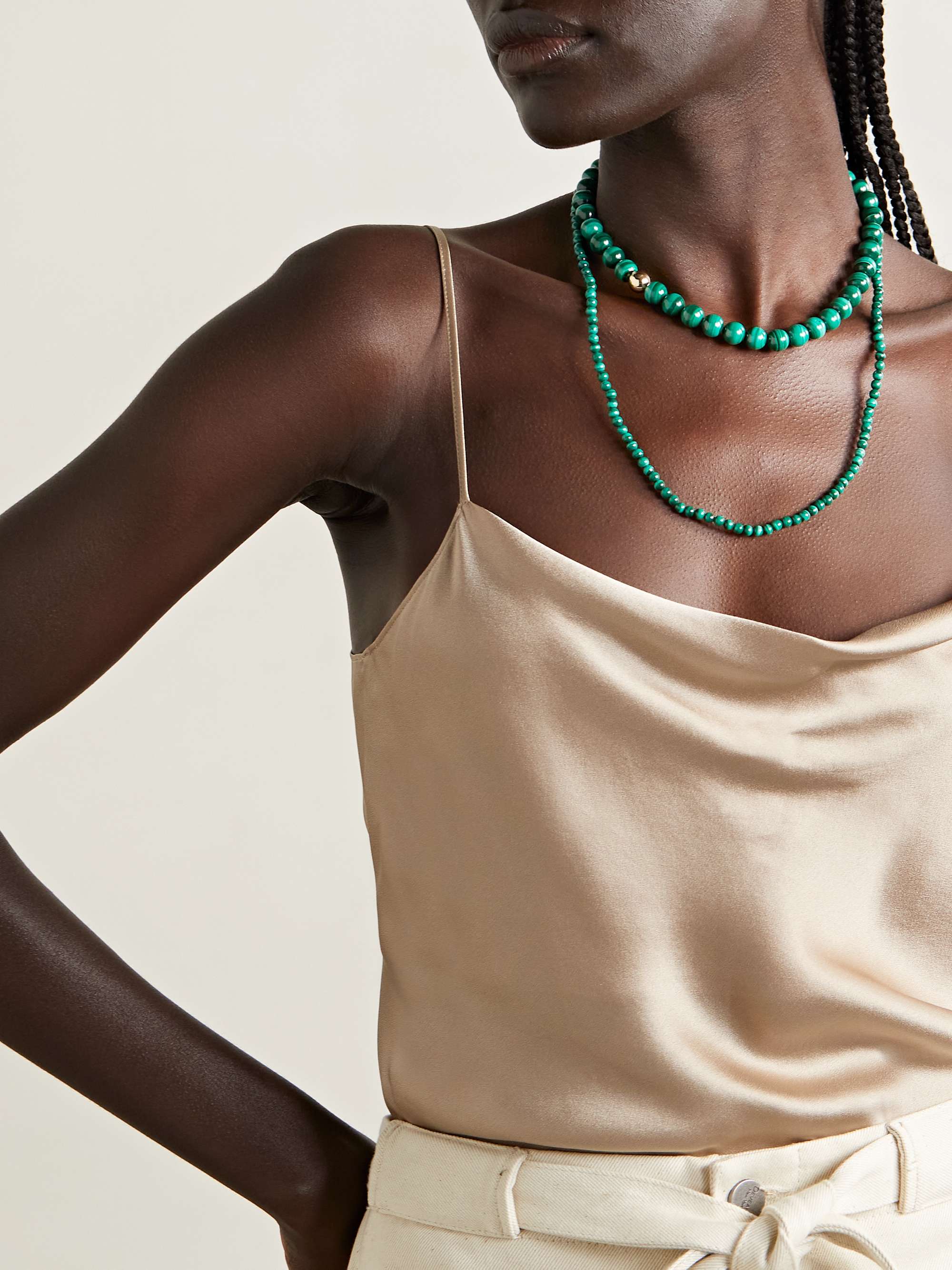 MATEO 14-karat gold malachite necklace