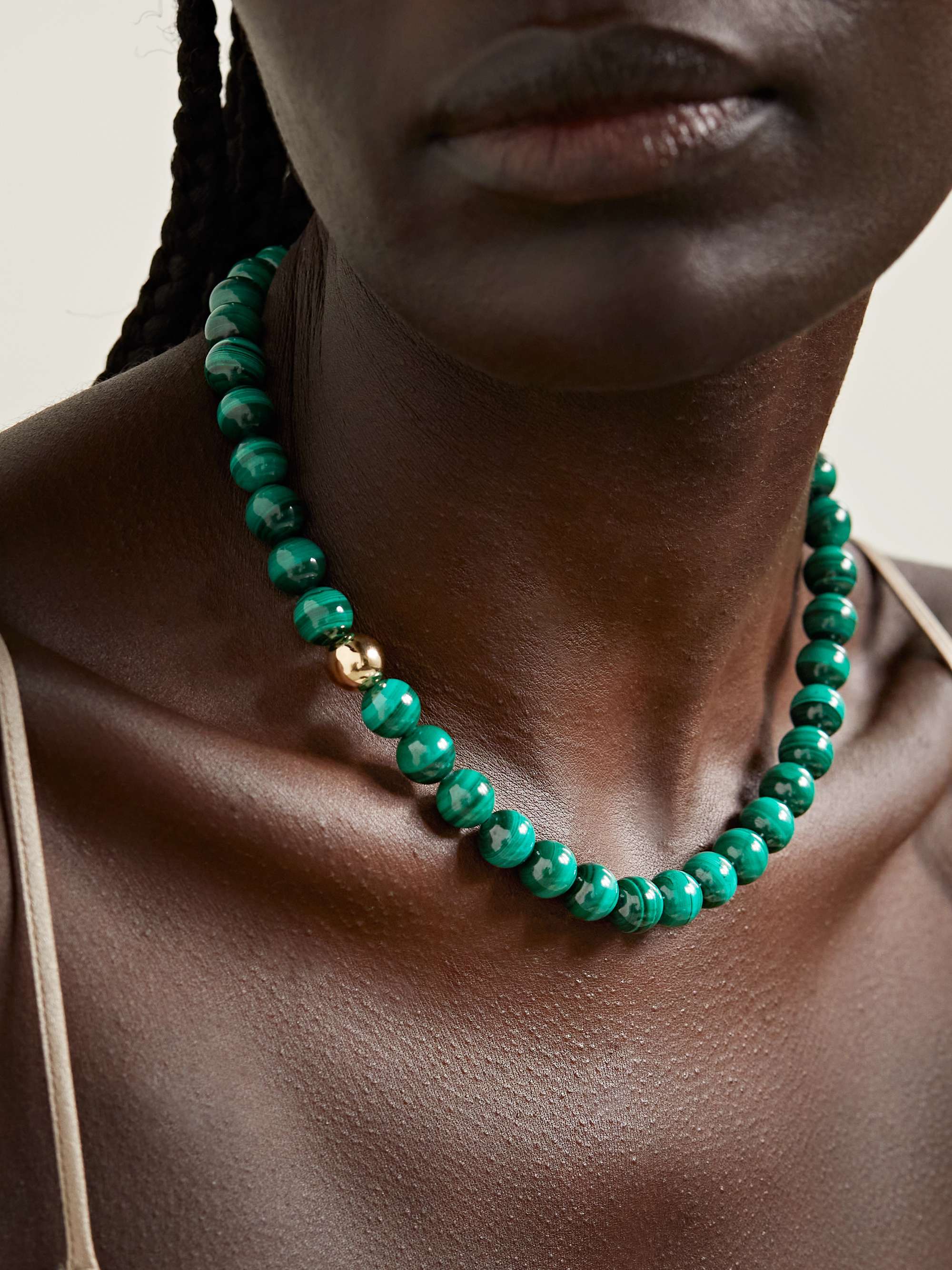 MATEO 14-karat gold malachite necklace