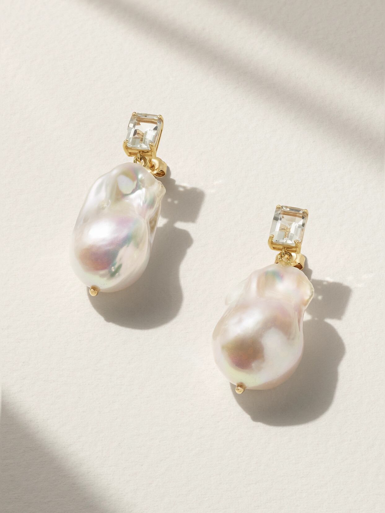 Shop Mateo 14-karat Gold, Pearl And Amethyst Earrings In White