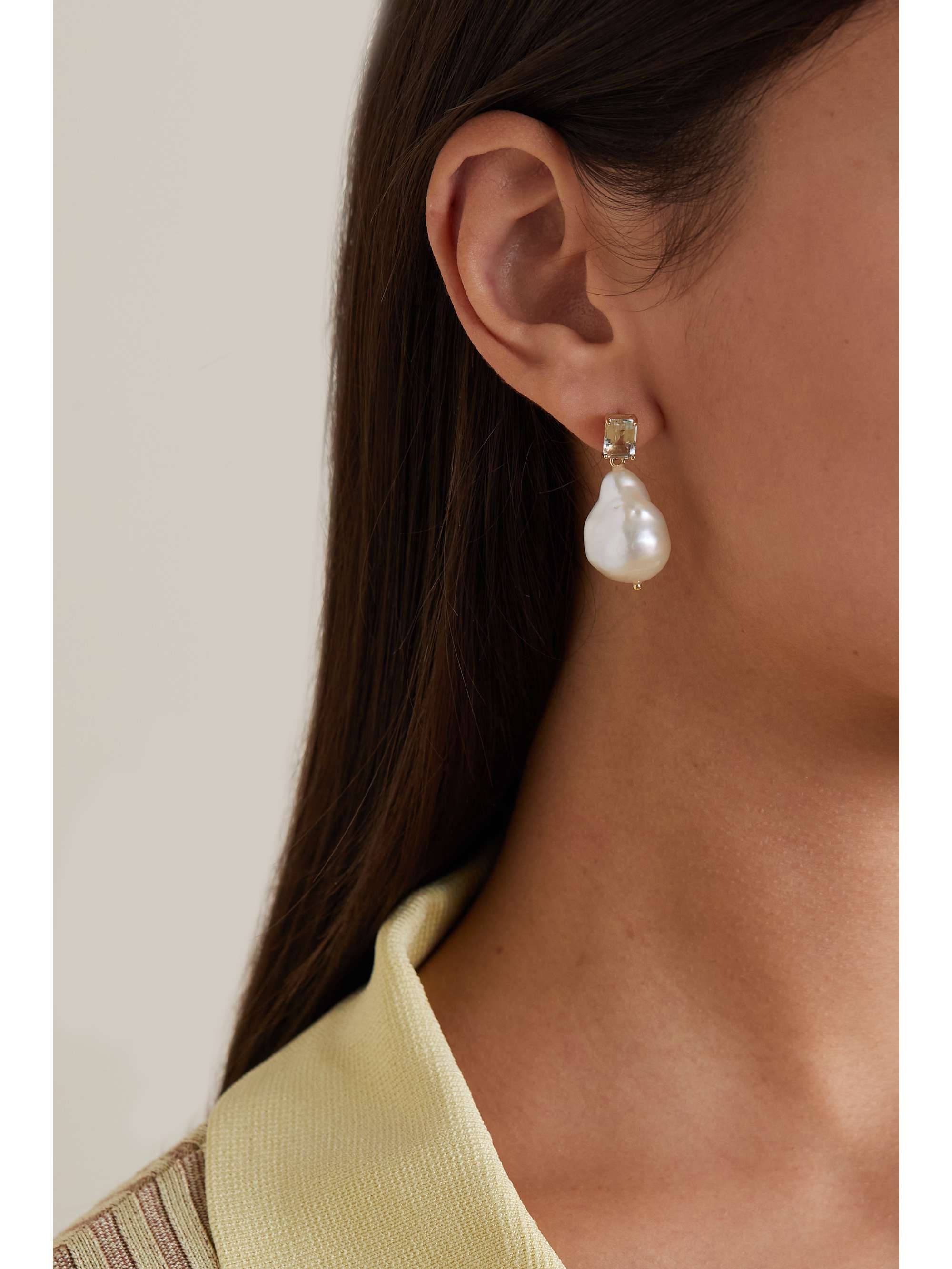 MATEO 14-karat gold, pearl and amethyst earrings