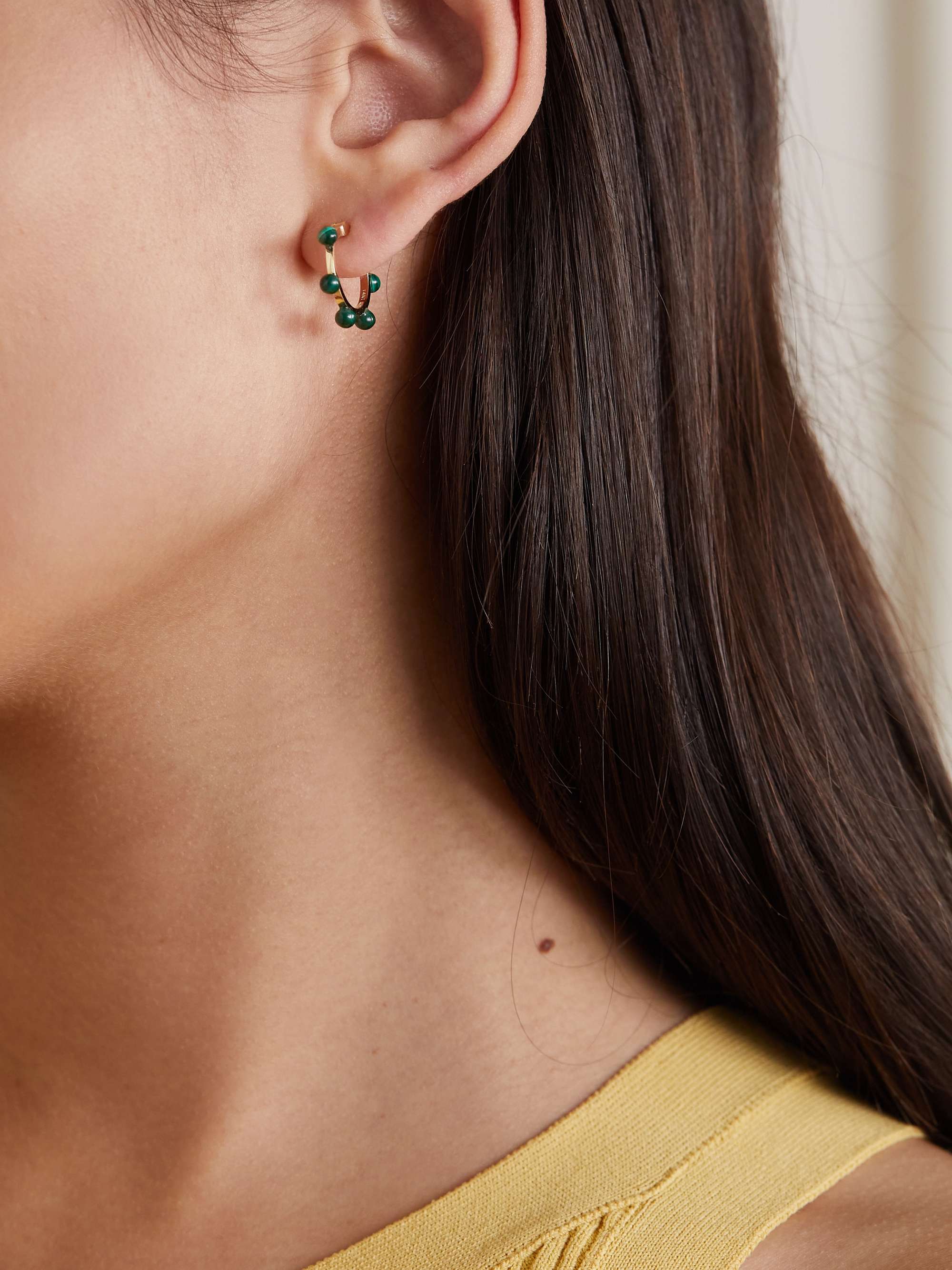 MATEO Small Dot 14-karat gold lapis lazuli hoop earrings