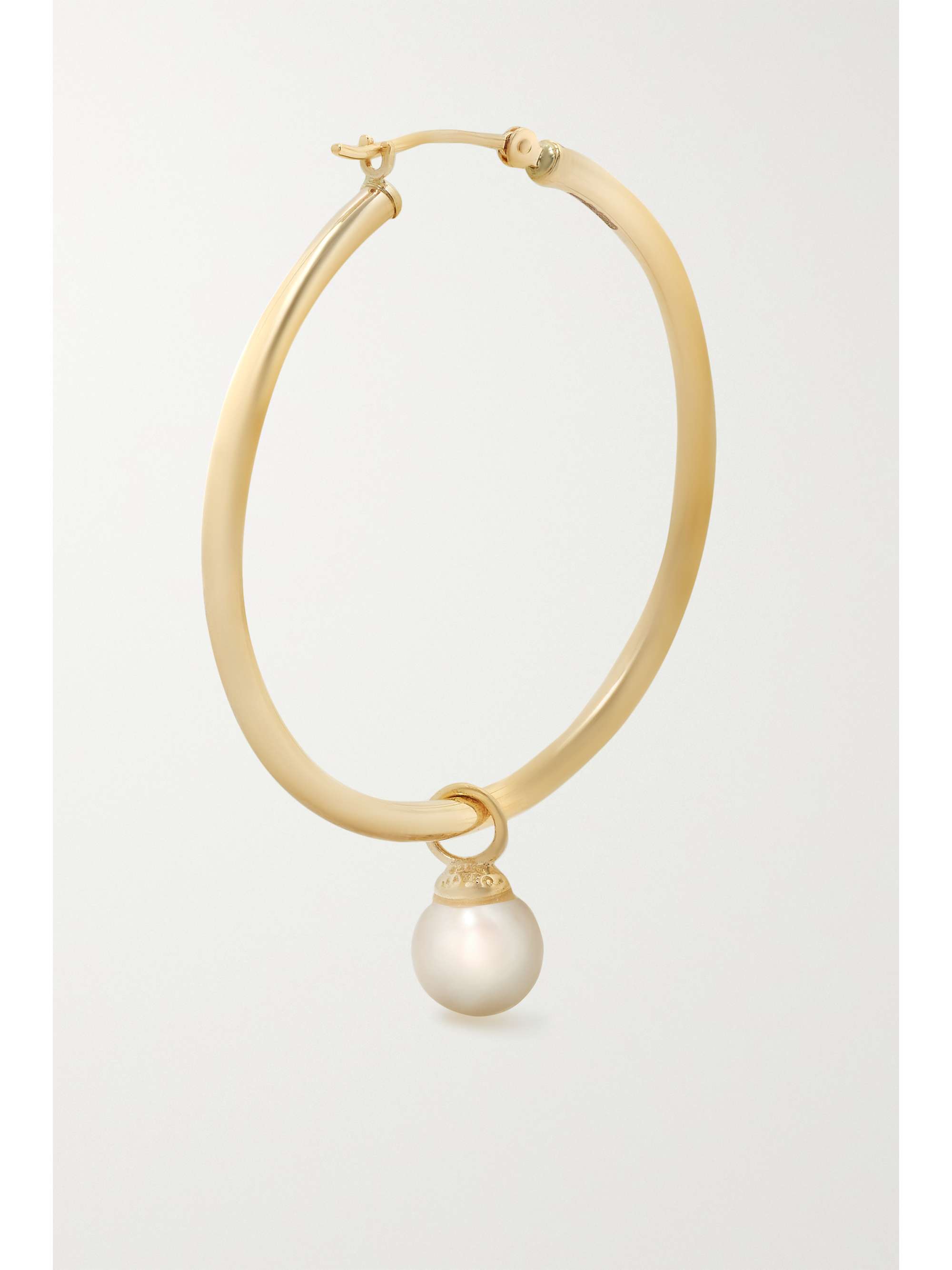MATEO Large 14-karat gold pearl hoop earrings