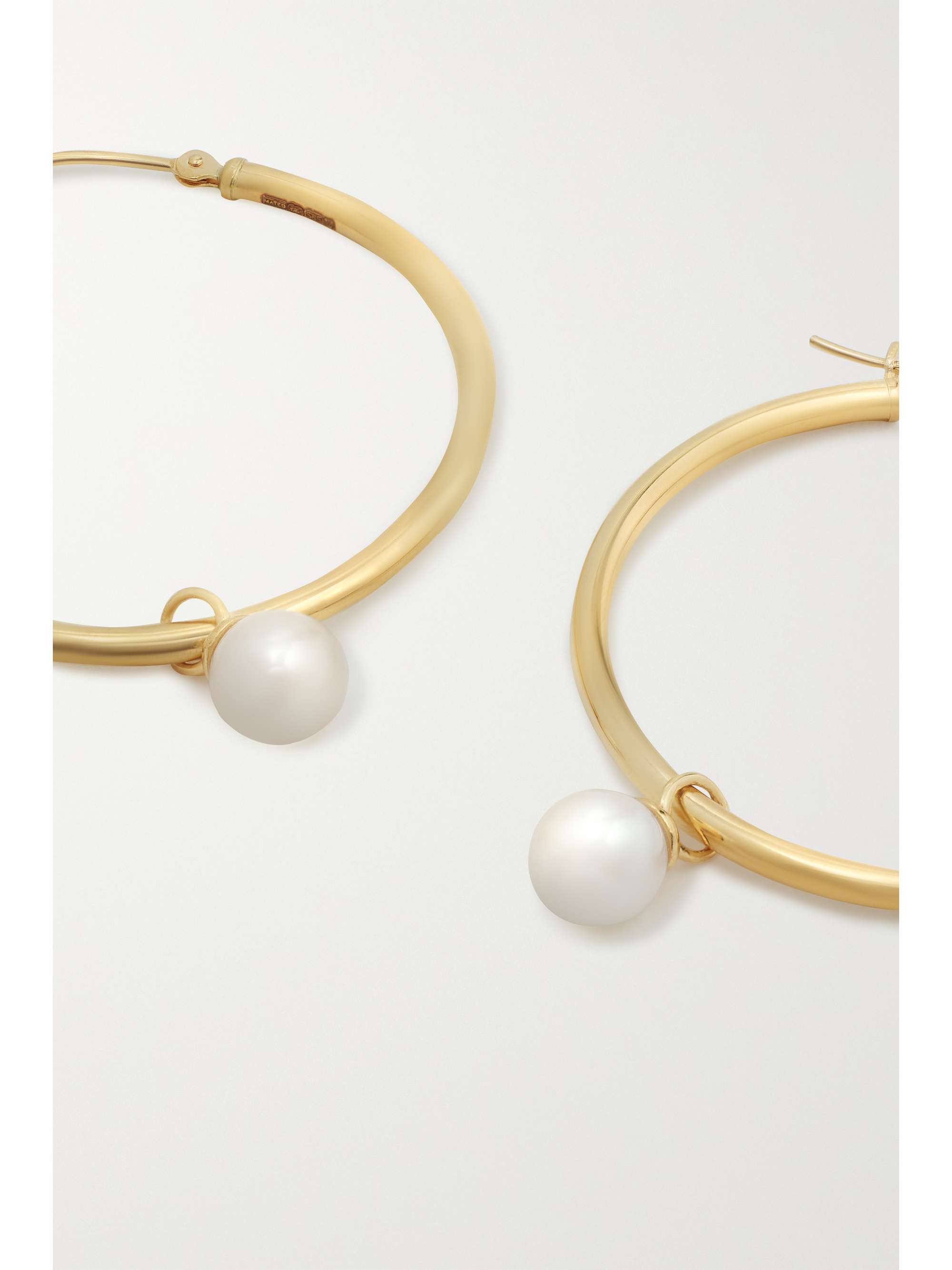 MATEO Large 14-karat gold pearl hoop earrings
