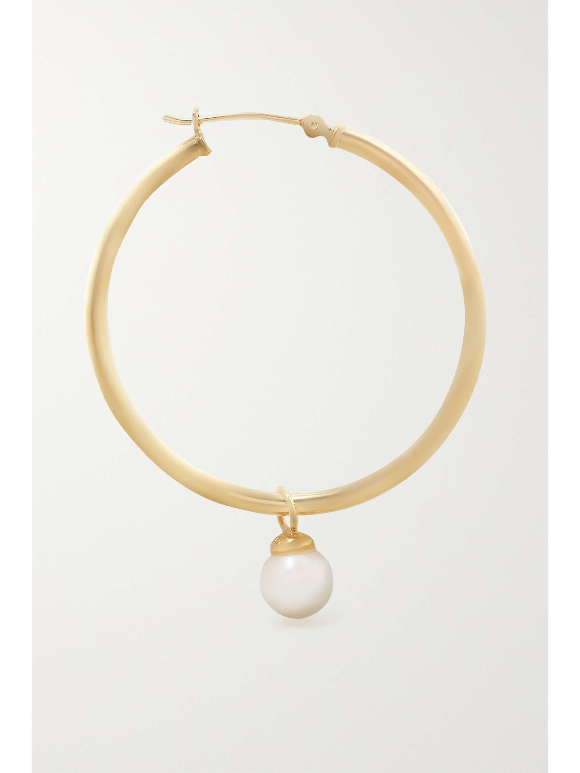 MATEO Large 14-karat gold pearl hoop earrings