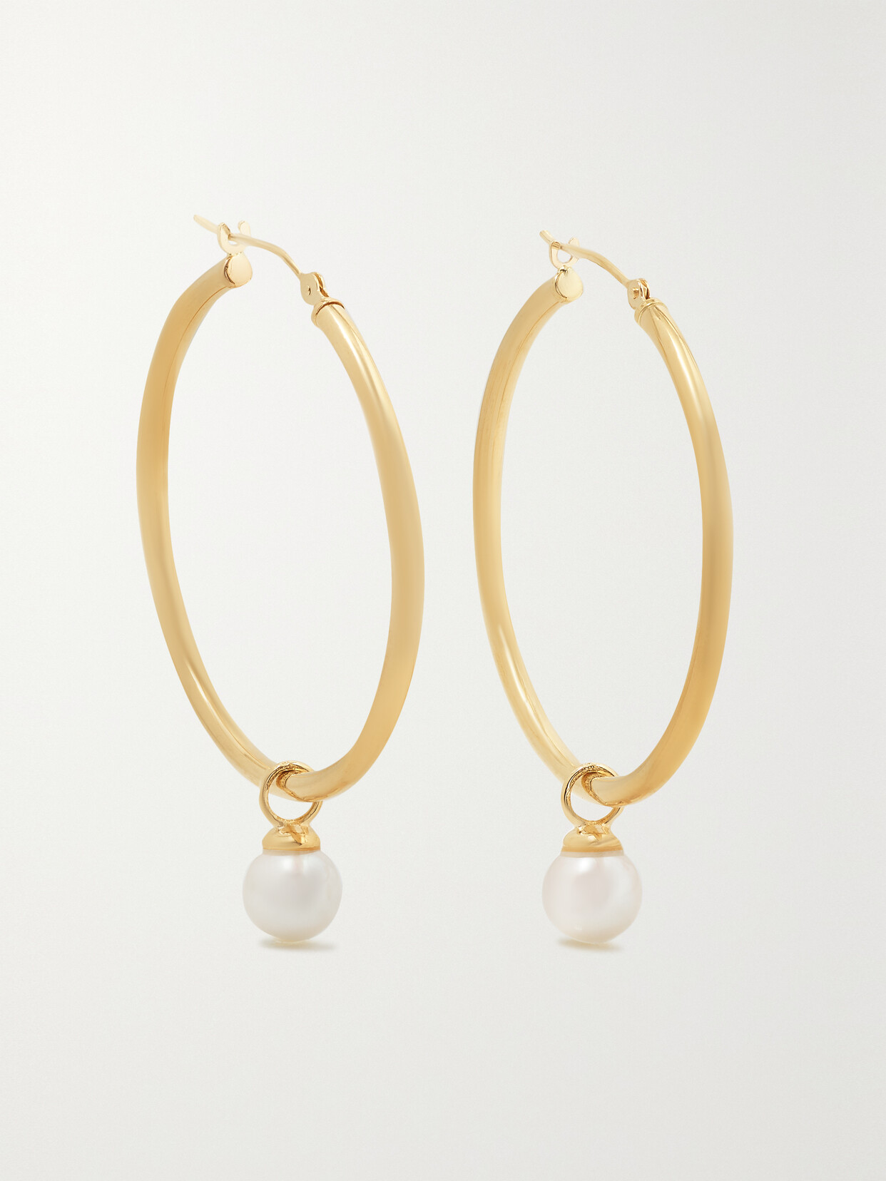 Mateo - Large 14-karat Gold Pearl Hoop Earrings - One size