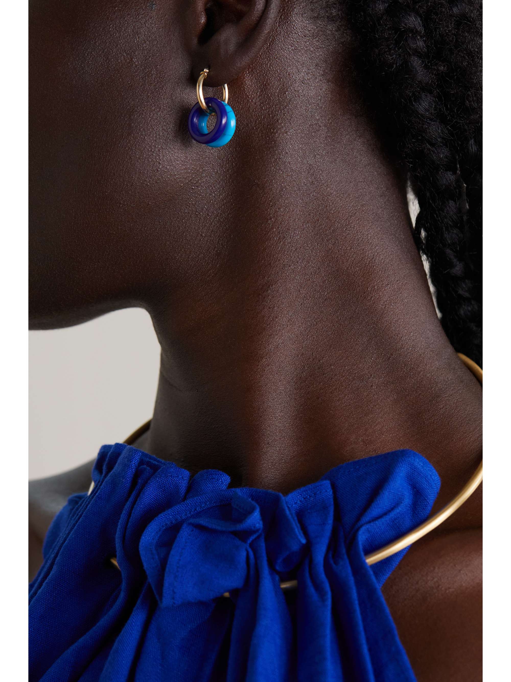 MATEO Donut 14-karat gold lapis lazuli hoop earrings