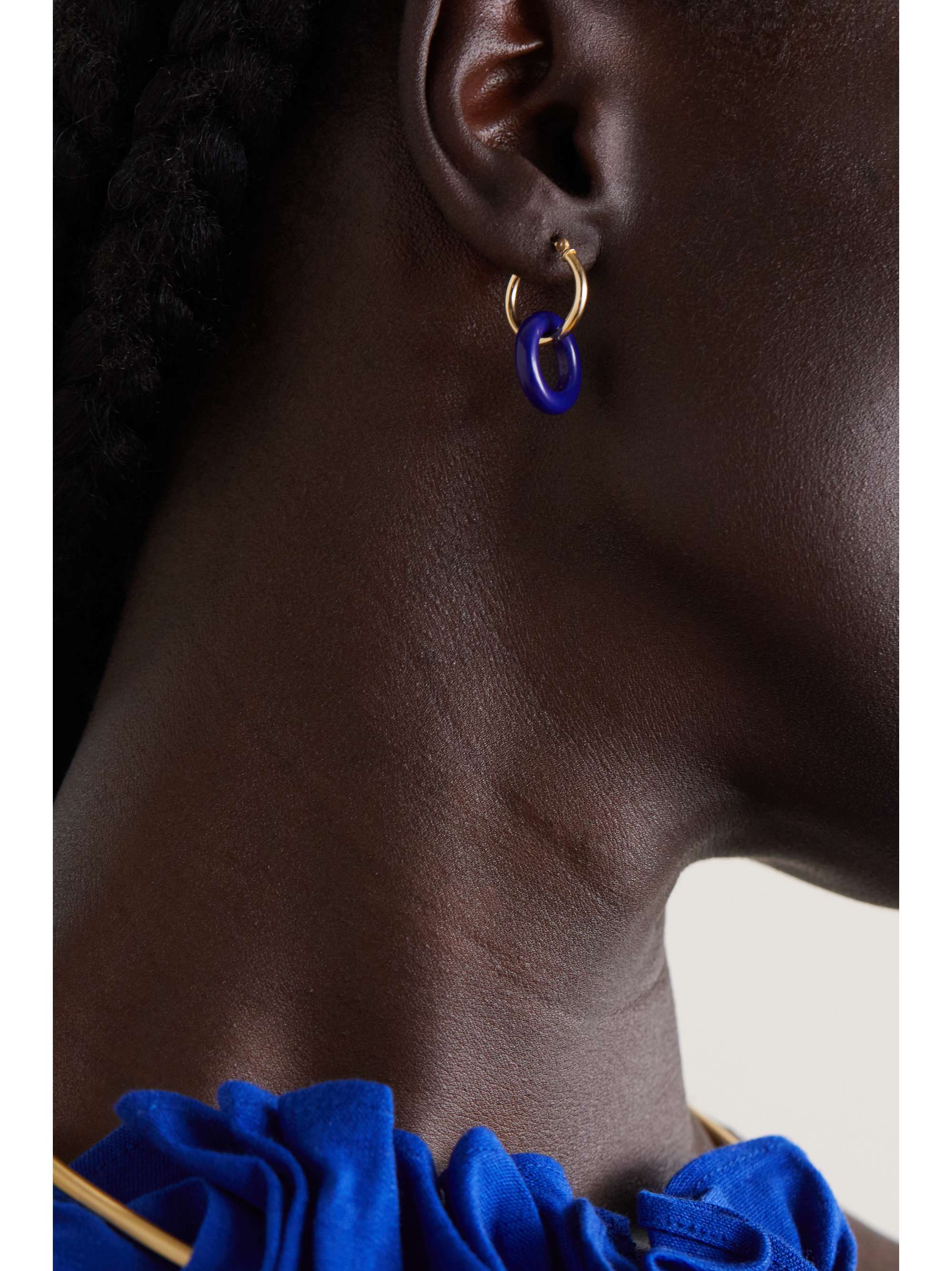 MATEO Donut 14-karat gold lapis lazuli hoop earrings