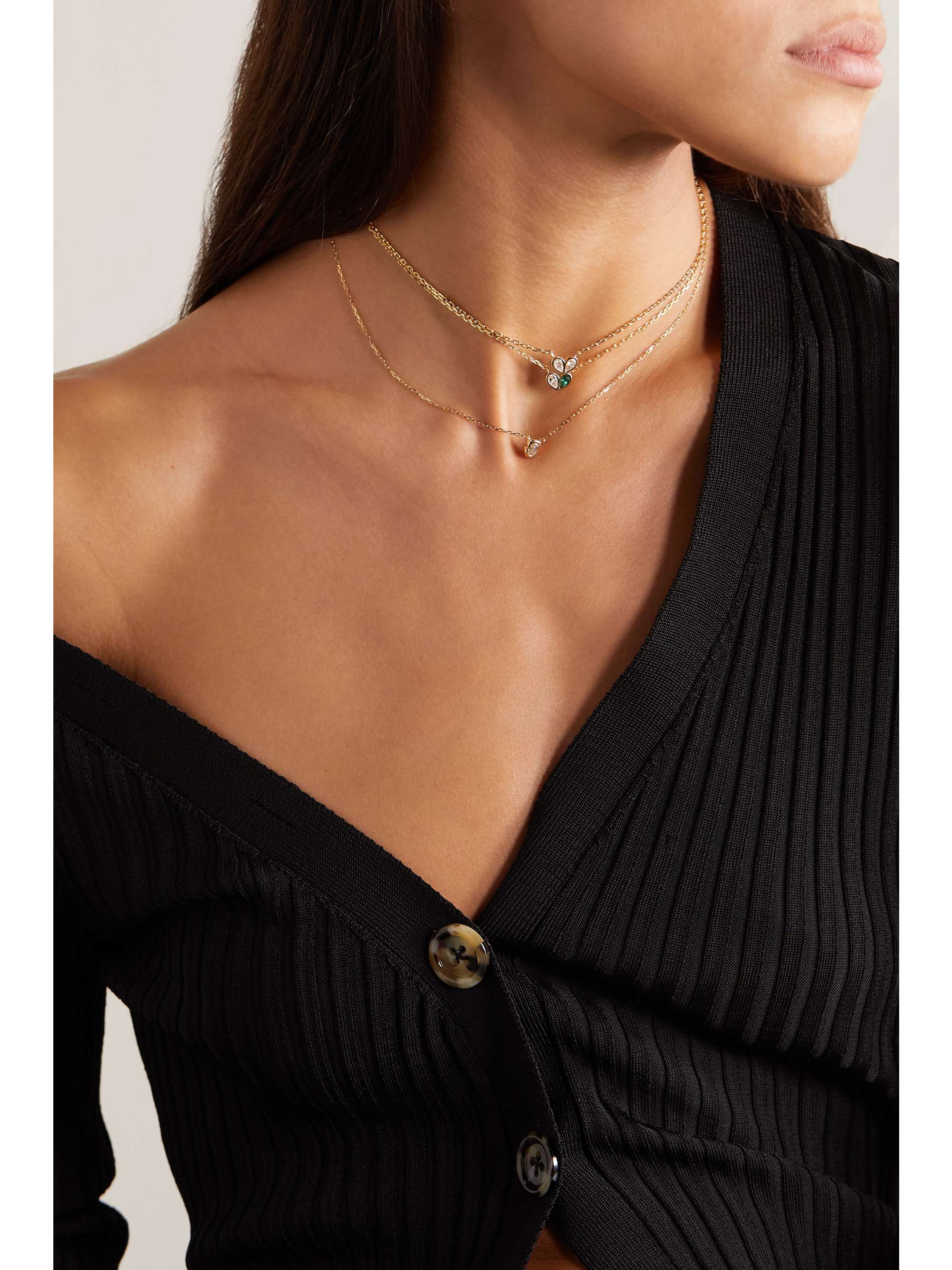 GEMELLA Bubble Bezels 18-karat gold diamond necklace