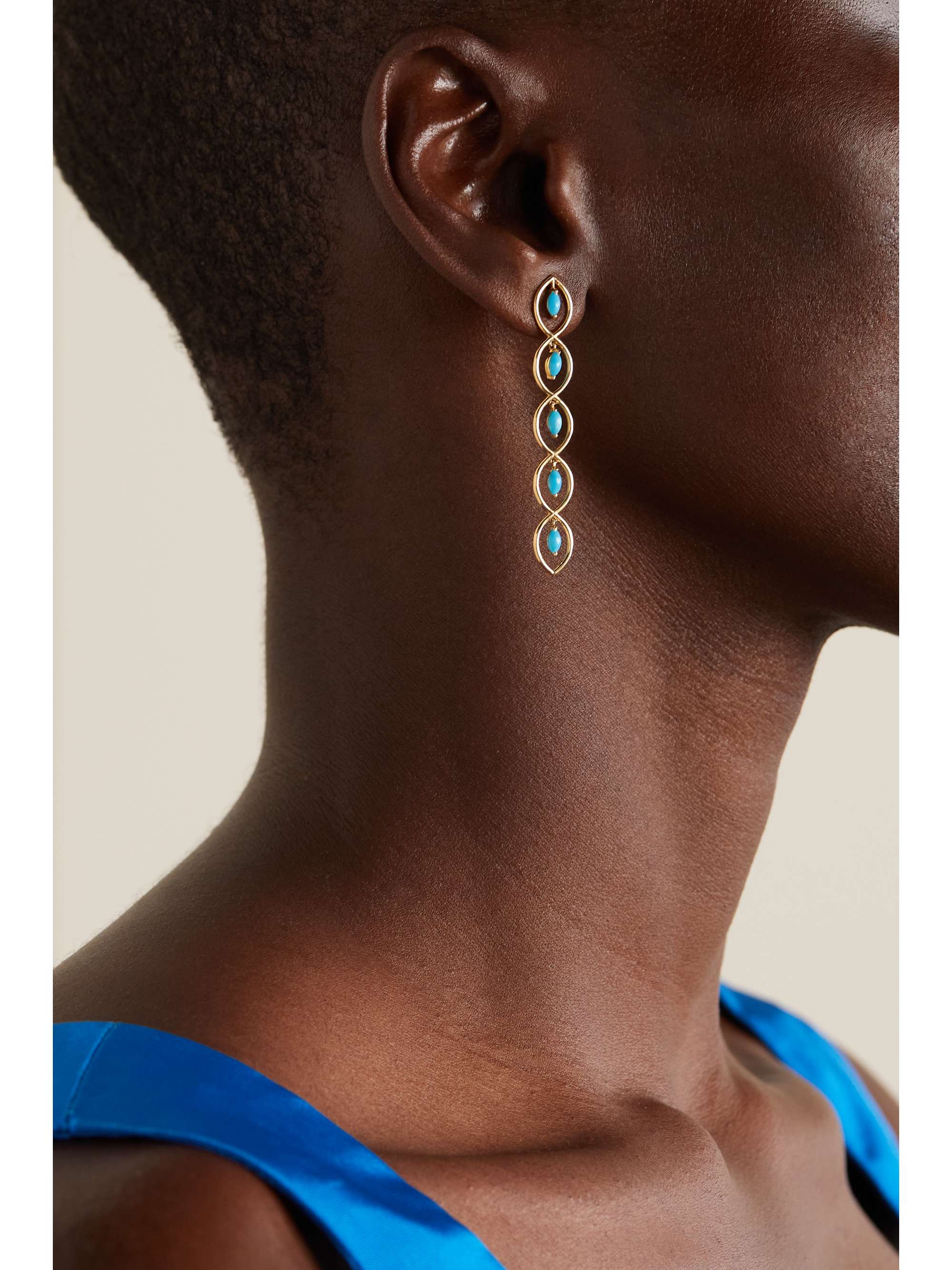 GEMELLA Connections Qui Qui 18-Karat Gold Turquoise Earrings
