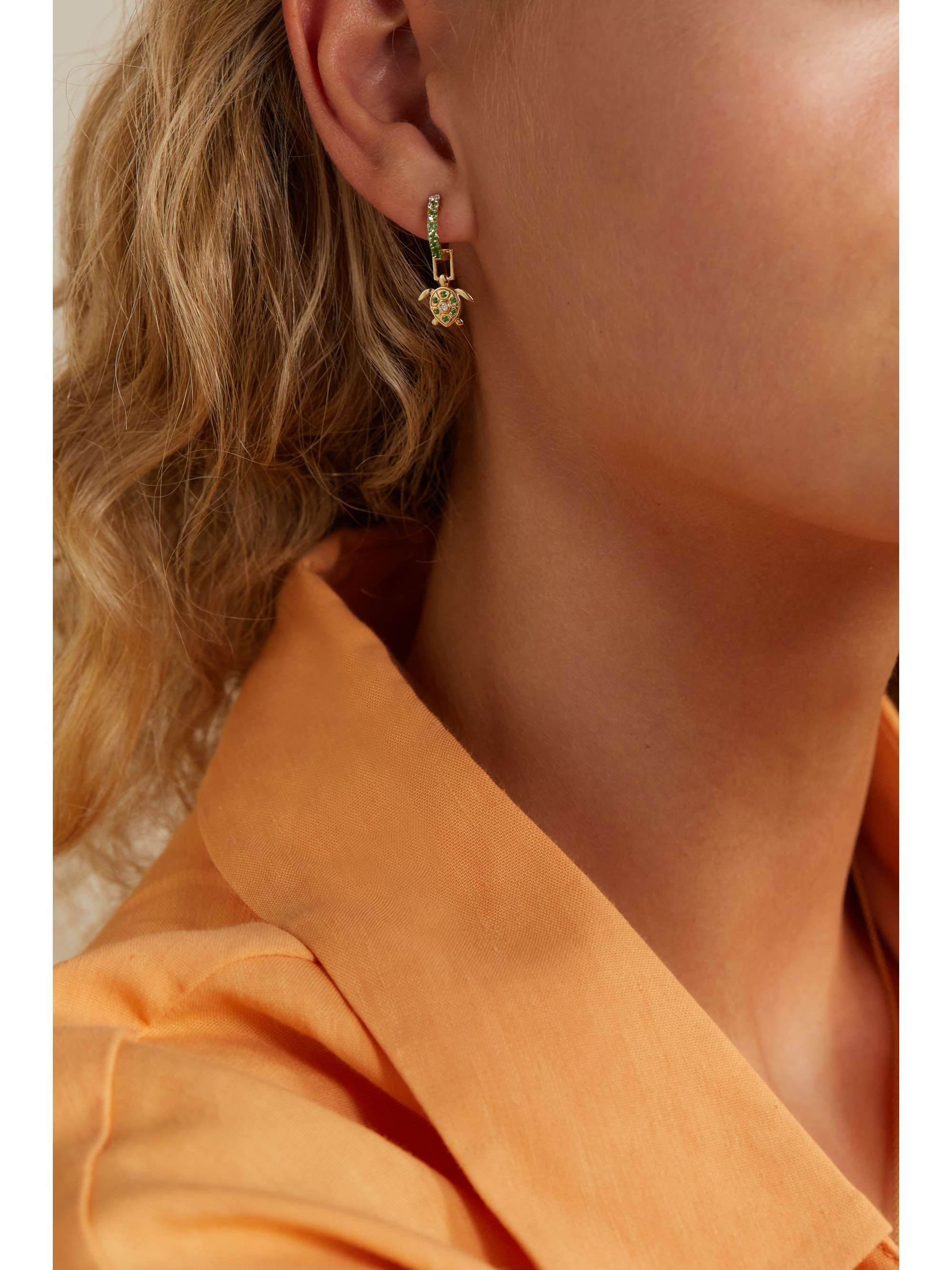 ROBINSON PELHAM Orb and Left Arrow EarWish 14-karat gold multi-stone single hoop earring