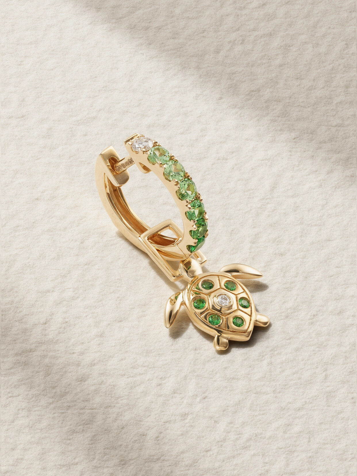 Robinson Pelham Orb And Turtle Earwish 14-karat Gold, Tsavorite And Diamond Single Hoop Earring