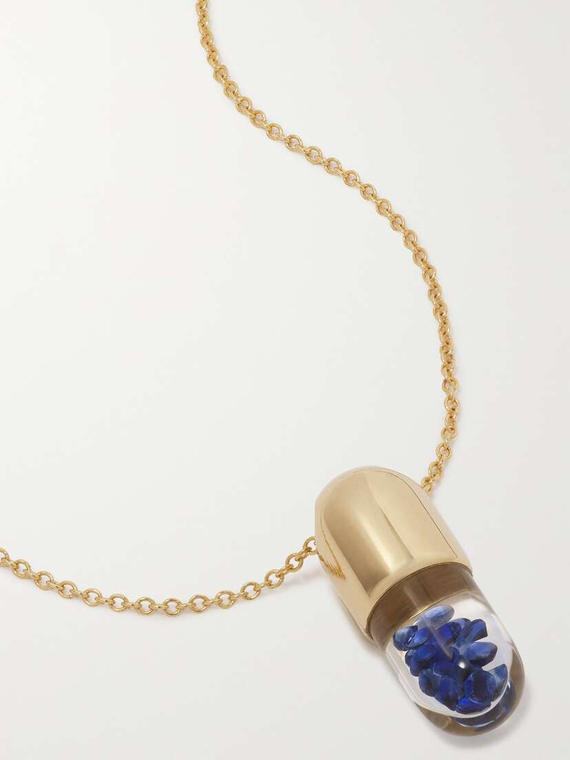 Robinson Pelham Mini Elixir Of Wisdom 18-karat Gold Sapphire Necklace