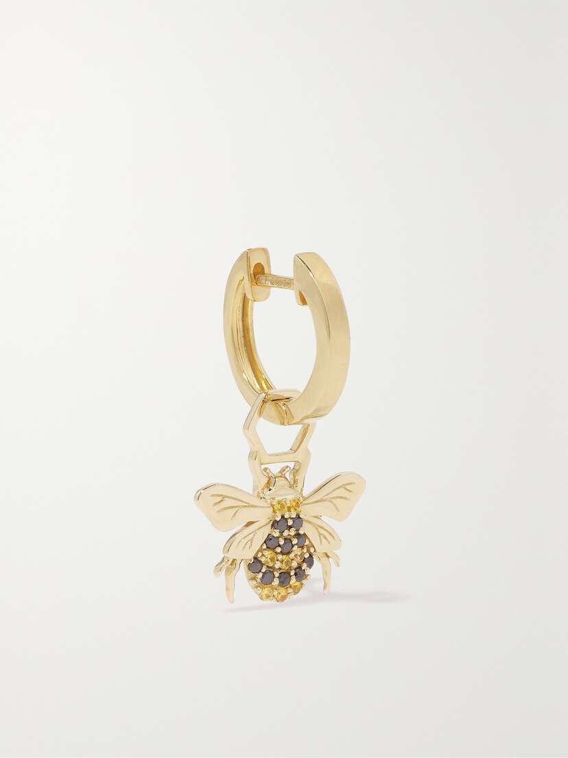 Robinson Pelham Orb And Bee Earwish 14-karat Gold, Diamond And Sapphire Single Hoop Earring