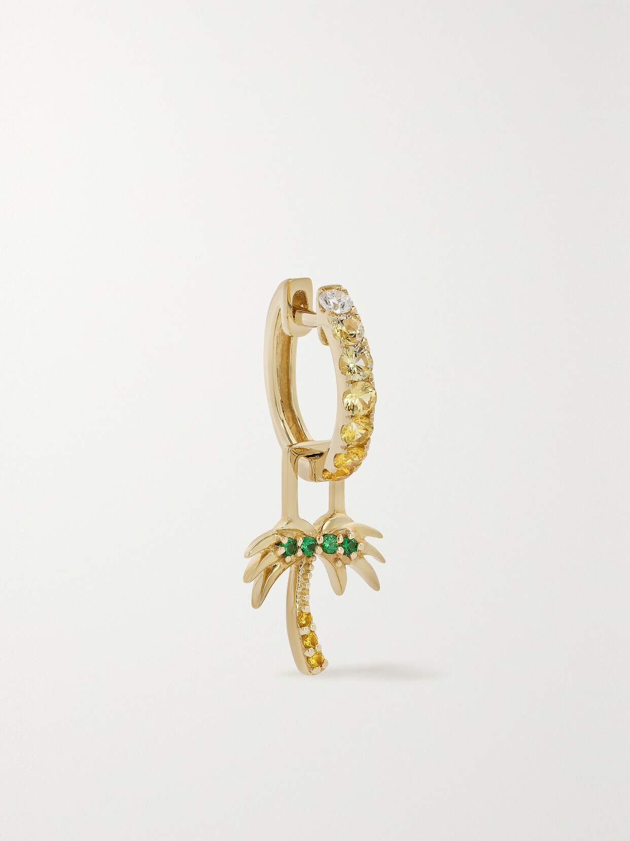 Robinson Pelham - Orb And Palm Tree Earwish 14-karat Gold Multi-stone Single Hoop Earring - one size