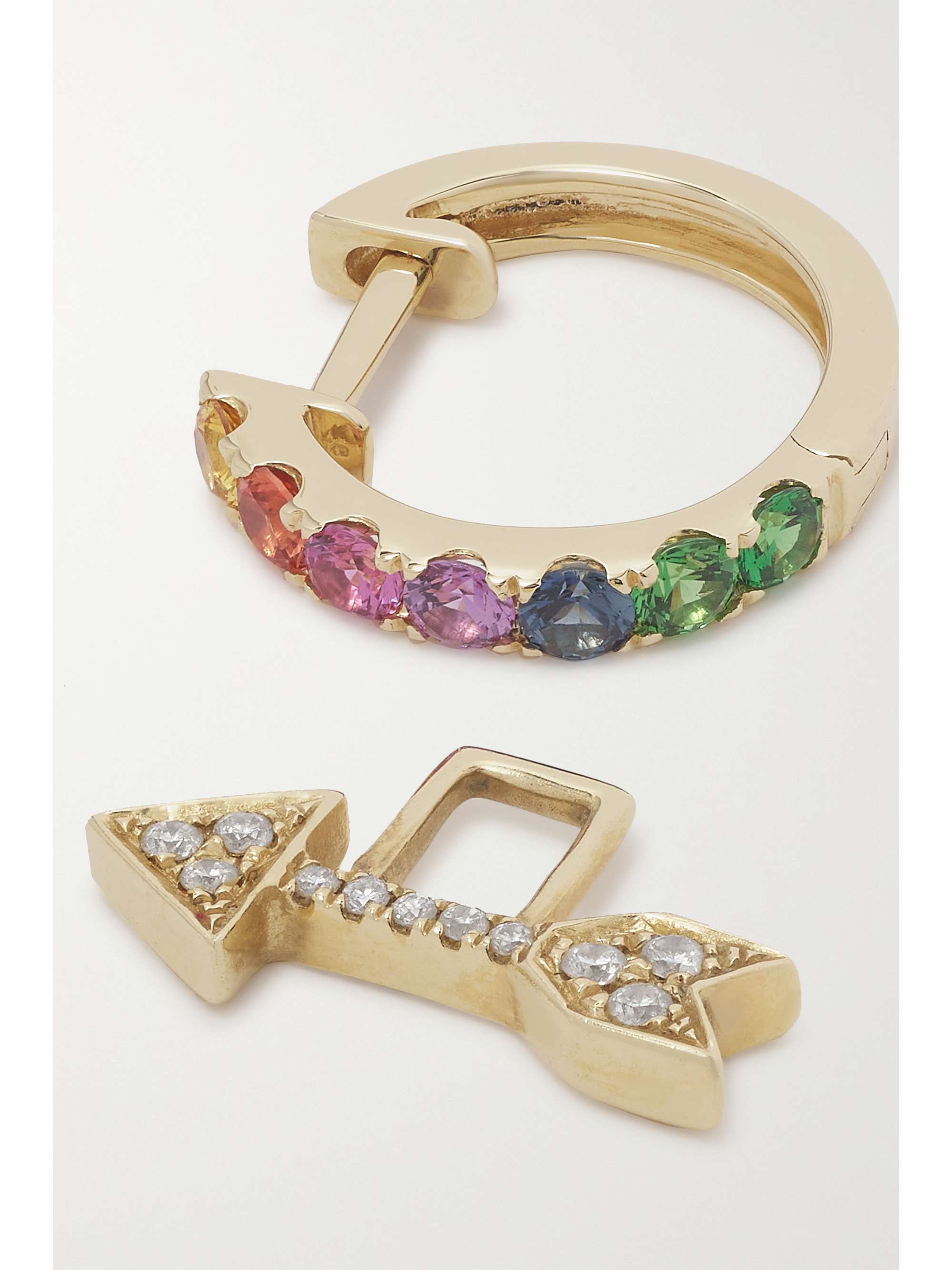 ROBINSON PELHAM Orb and Left Arrow EarWish 14-karat gold multi-stone single hoop earring