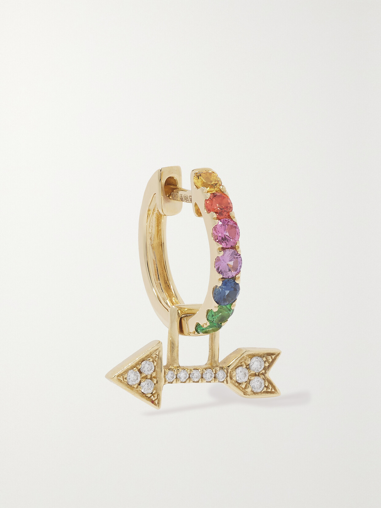 Robinson Pelham - Orb And Left Arrow Earwish 14-karat Gold Multi-stone Single Hoop Earring - One size