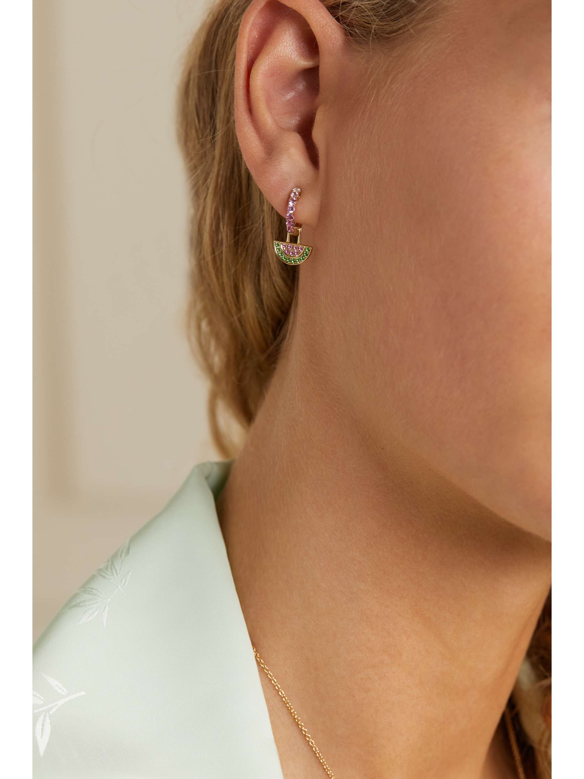 ROBINSON PELHAM Orb and Left Arrow EarWish 14-karat gold multi-stone single hoop earring