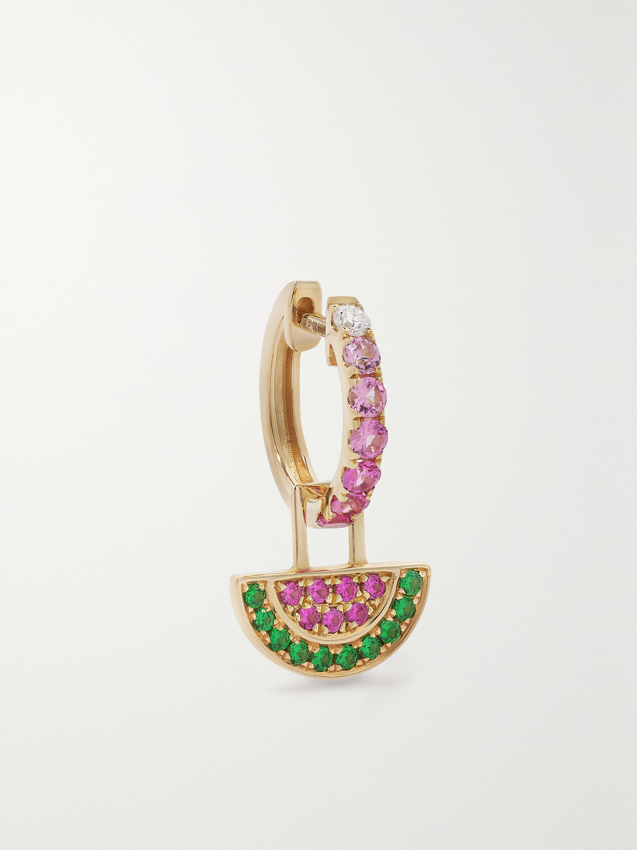 Robinson Pelham - Orb Midi And Watermelon Earwish 14-karat Gold Multi-stone Single Hoop Earring - One size